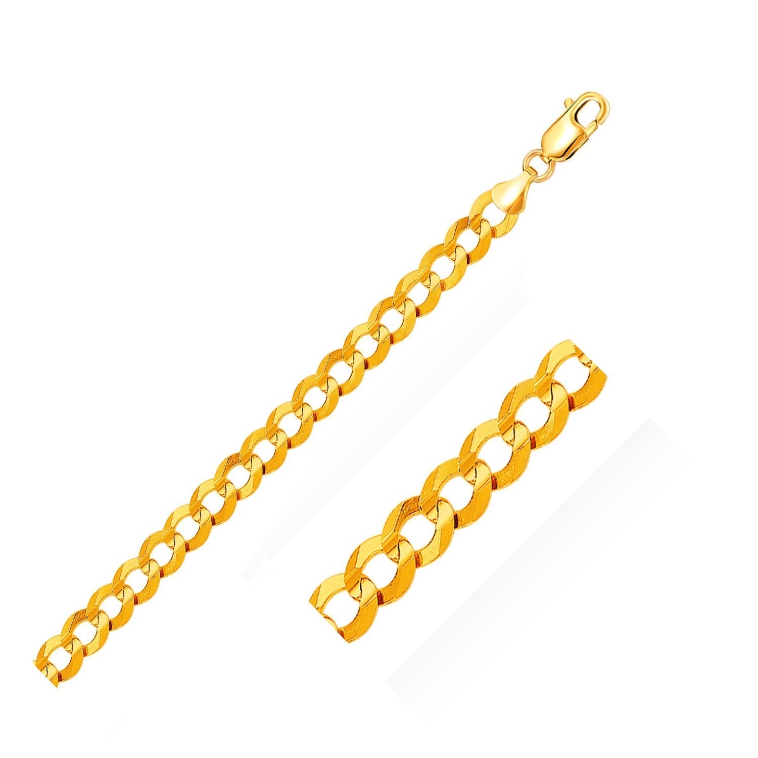 14k Yellow Gold Solid Curb Bracelet 10.0mm - LinkagejewelrydesignLinkagejewelrydesign
