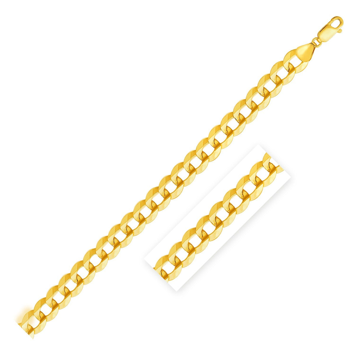 14k Yellow Gold Solid Curb Bracelet 11.23mm - LinkagejewelrydesignLinkagejewelrydesign