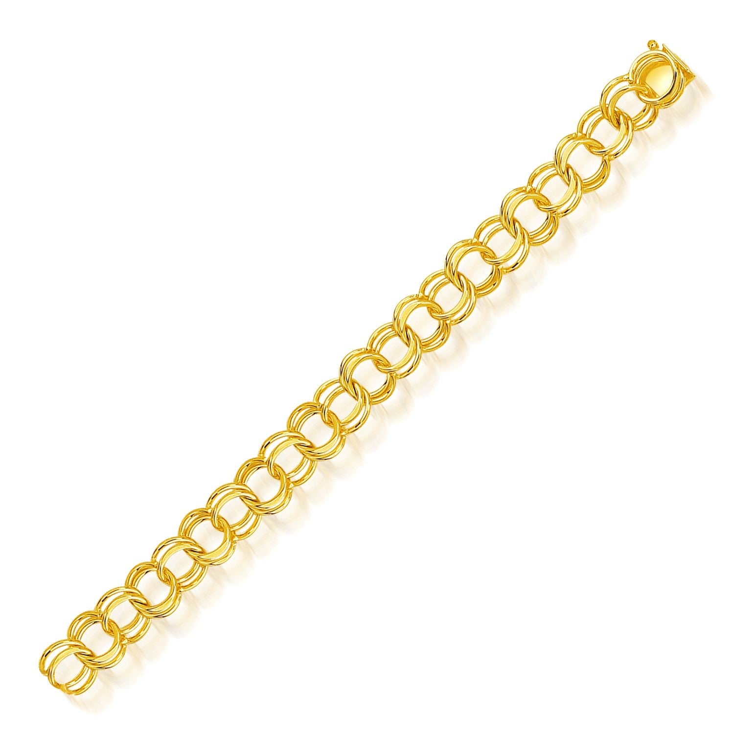 14k Yellow Gold Solid Double Link Charm Bracelet 10.0mm - LinkagejewelrydesignLinkagejewelrydesign