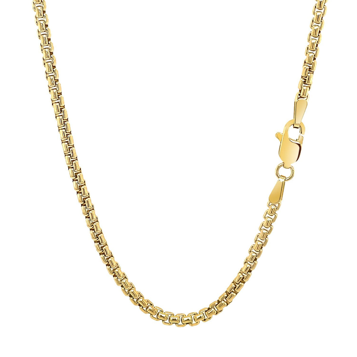 14k Yellow Gold Solid Round Box Chain 2.5 mm - LinkagejewelrydesignLinkagejewelrydesign