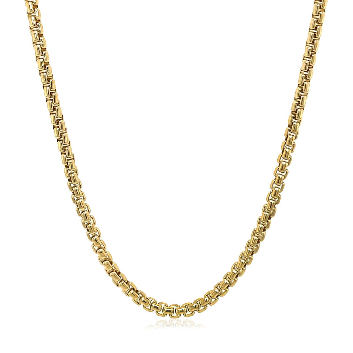 14k Yellow Gold Solid Round Box Chain 2.5 mm - LinkagejewelrydesignLinkagejewelrydesign