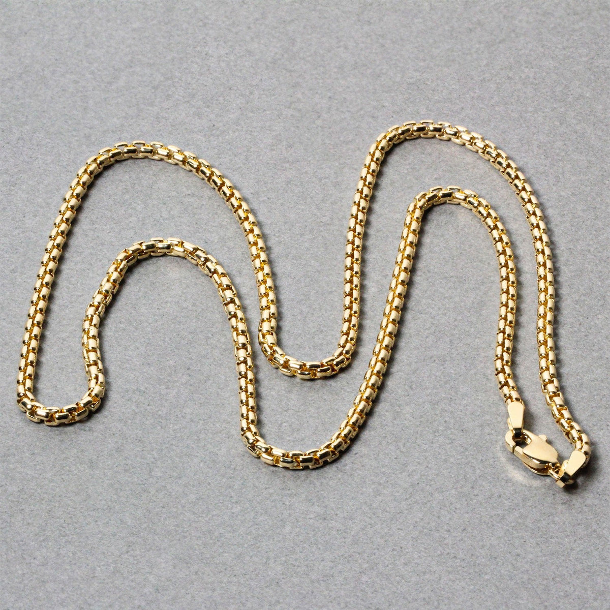 14k Yellow Gold Solid Round Box Chain 2.5 mm - LinkagejewelrydesignLinkagejewelrydesign