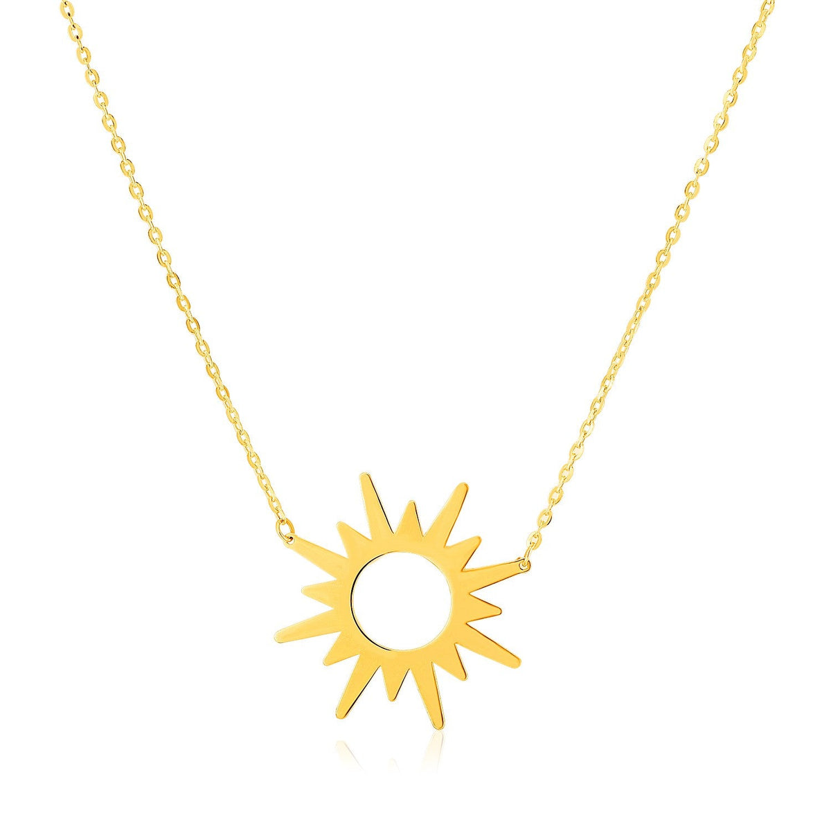 14K Yellow Gold Sunburst Necklace - LinkagejewelrydesignLinkagejewelrydesign