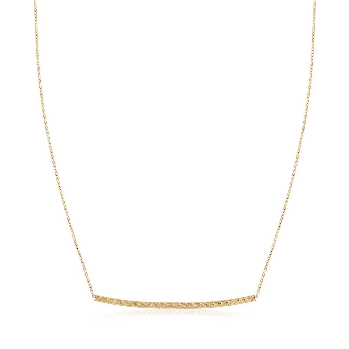 14k Yellow Gold Thin Textured Bar Necklace - LinkagejewelrydesignLinkagejewelrydesign