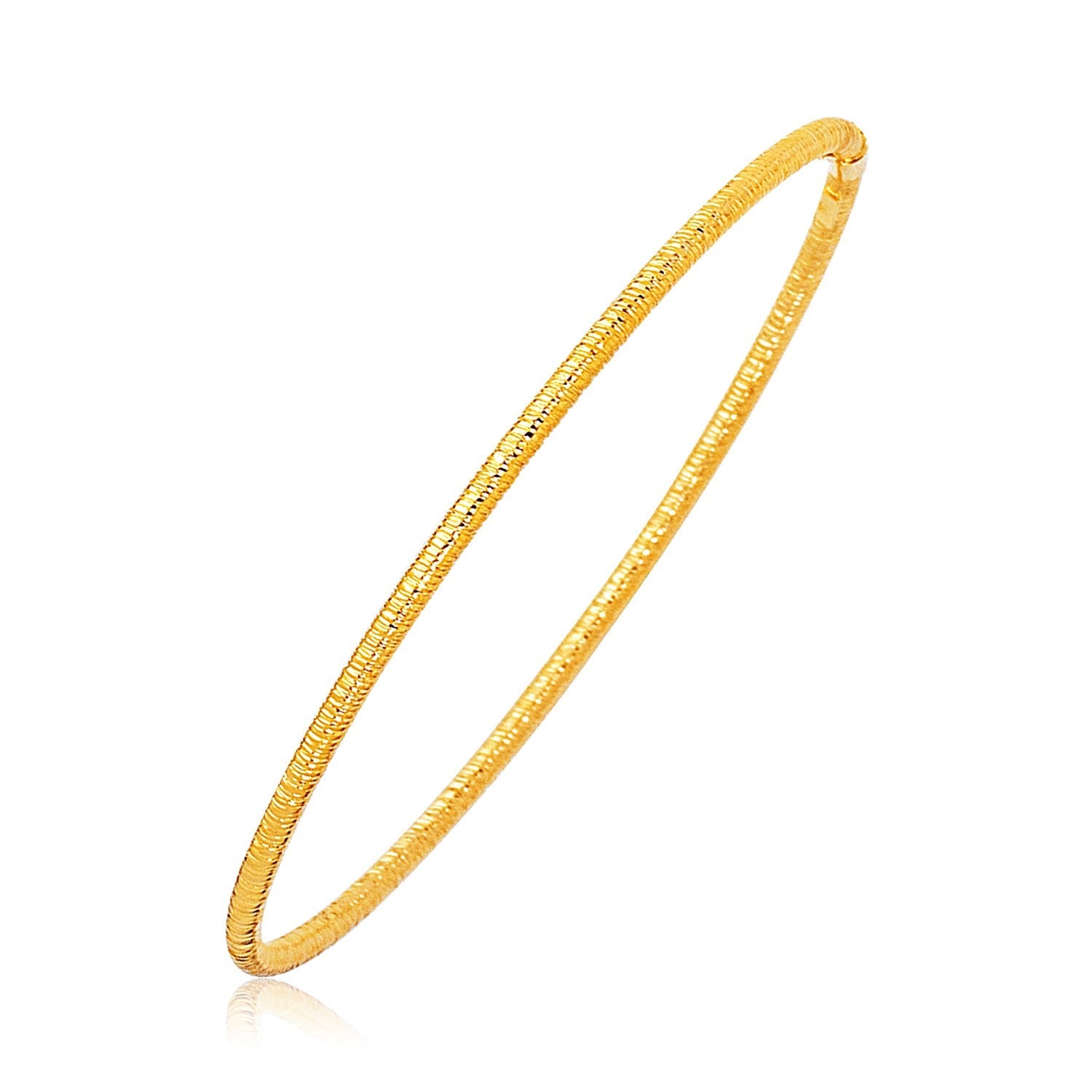 14k Yellow Gold Thin Textured Stackable Bangle - LinkagejewelrydesignLinkagejewelrydesign