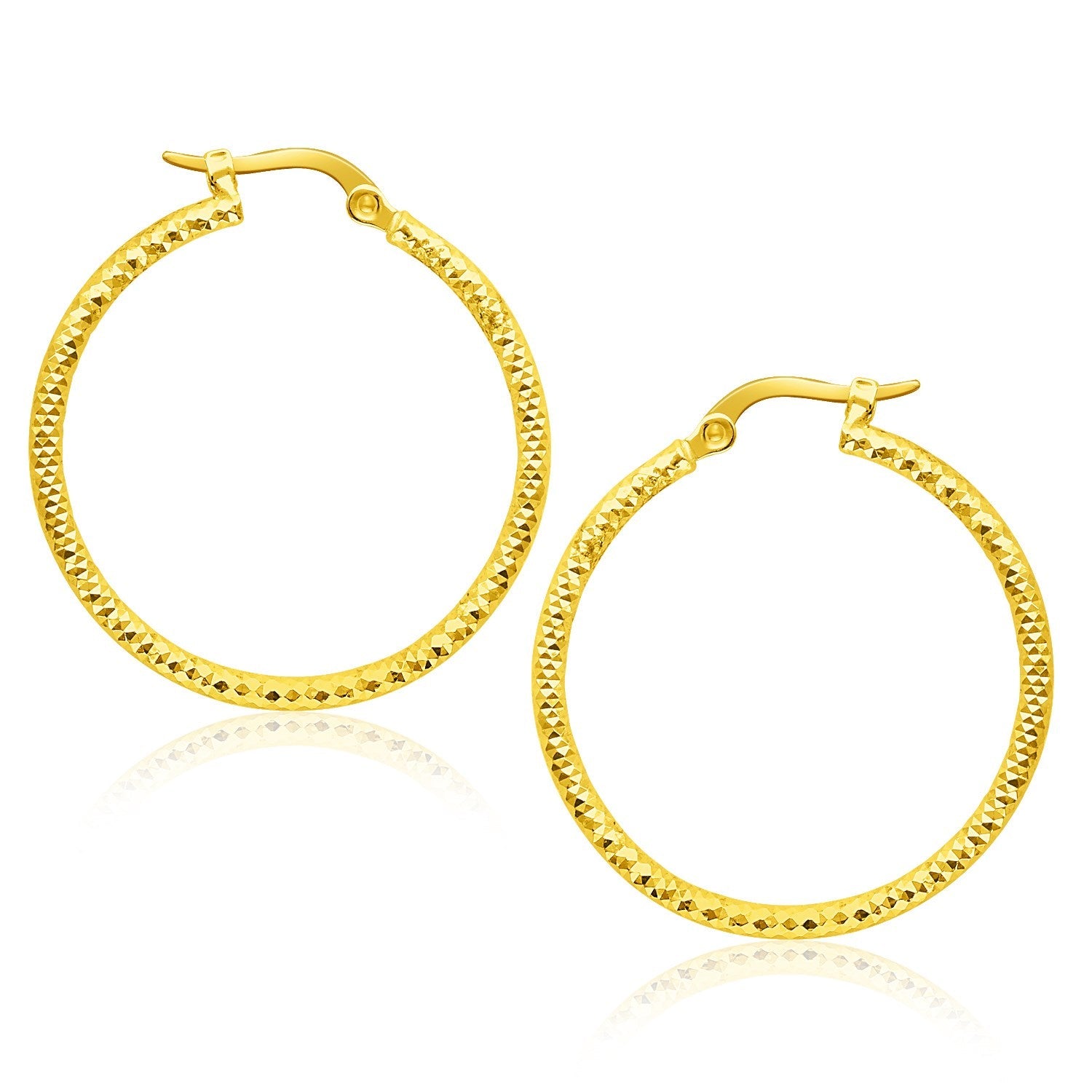 14k Yellow Gold Tube Textured Round Hoop Earrings - LinkagejewelrydesignLinkagejewelrydesign