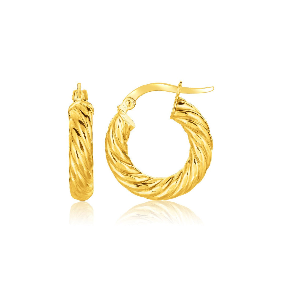 14k Yellow Gold Twisted Cable Small Hoop Earrings - LinkagejewelrydesignLinkagejewelrydesign