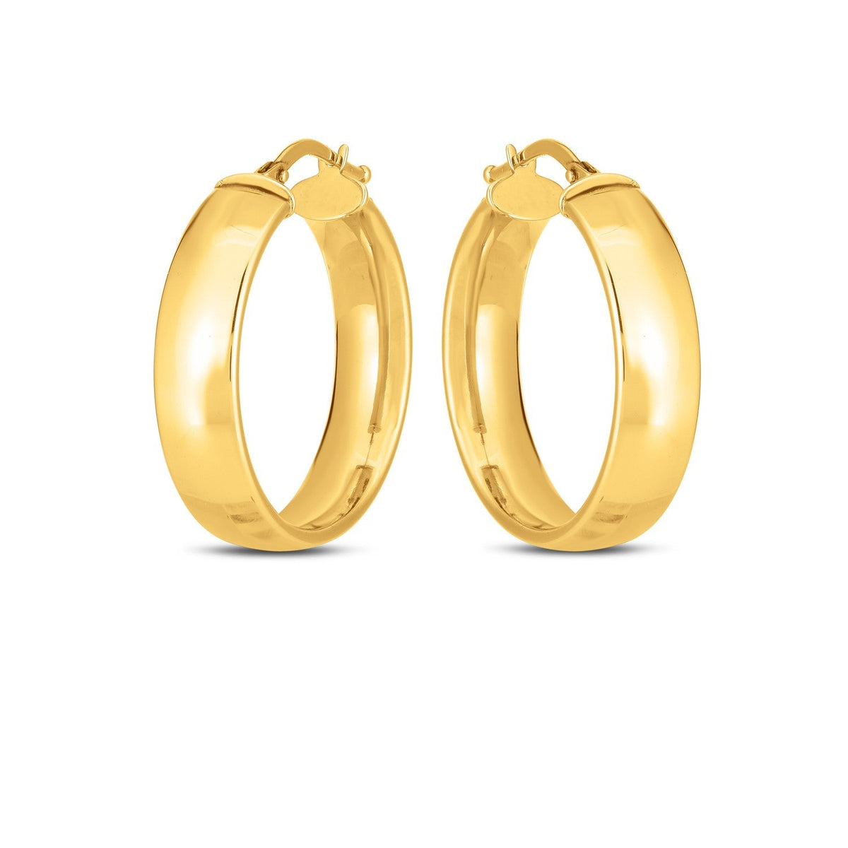 14k Yellow Gold Wedding Band Hoops (25mm) - LinkagejewelrydesignLinkagejewelrydesign