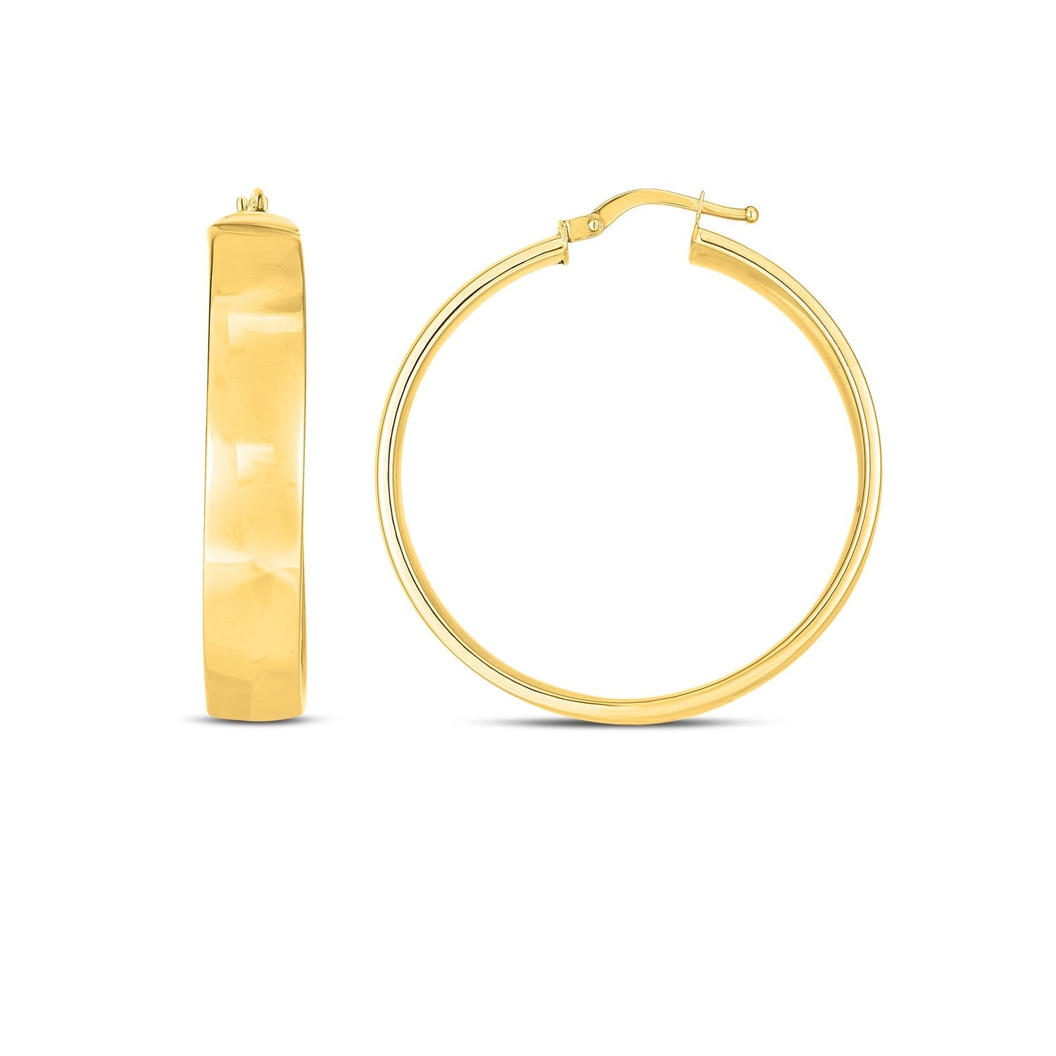 14k Yellow Gold Wedding Band Hoops (35mm) - LinkagejewelrydesignLinkagejewelrydesign