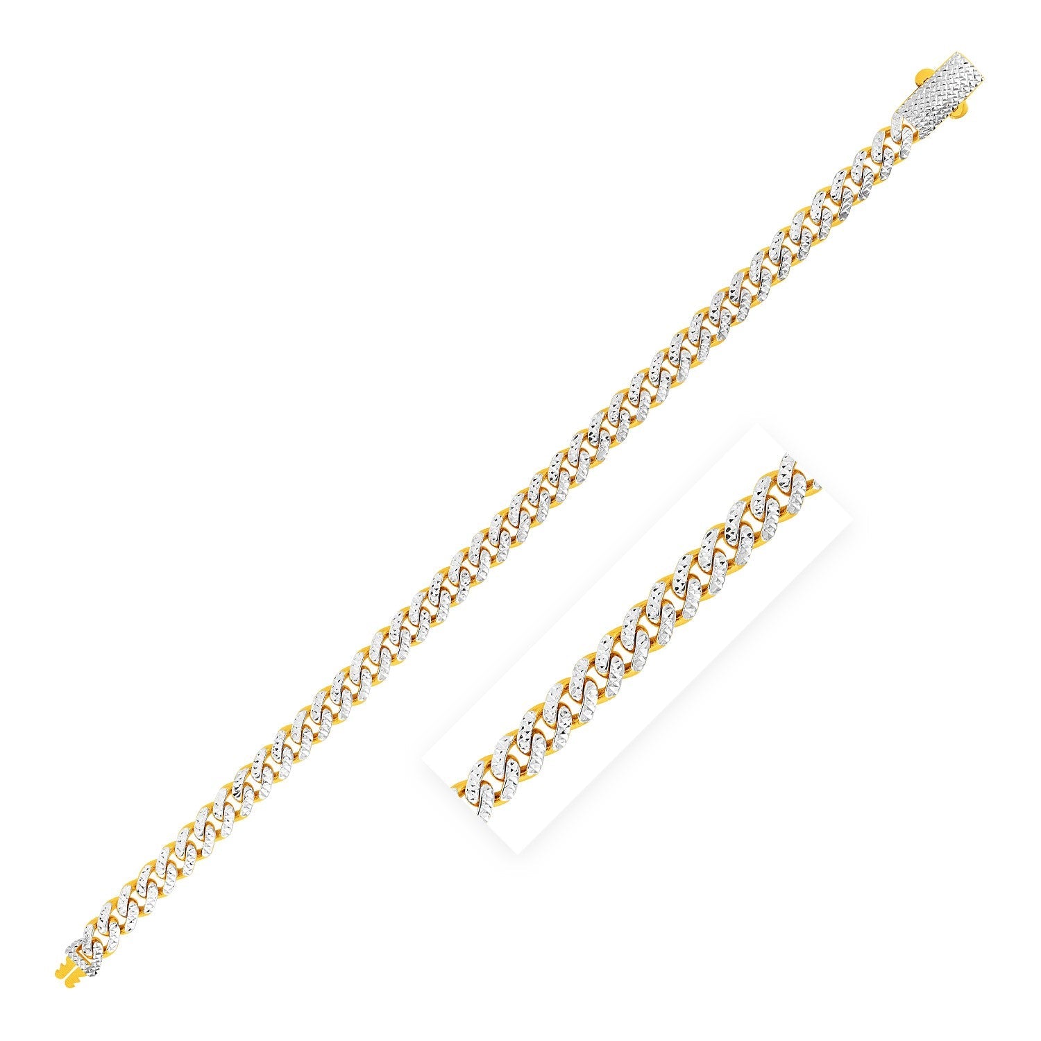 14k Yellow Gold White Pave High Polish Modern Lite Miami Cuban Bracelet (6.5mm) - LinkagejewelrydesignLinkagejewelrydesign