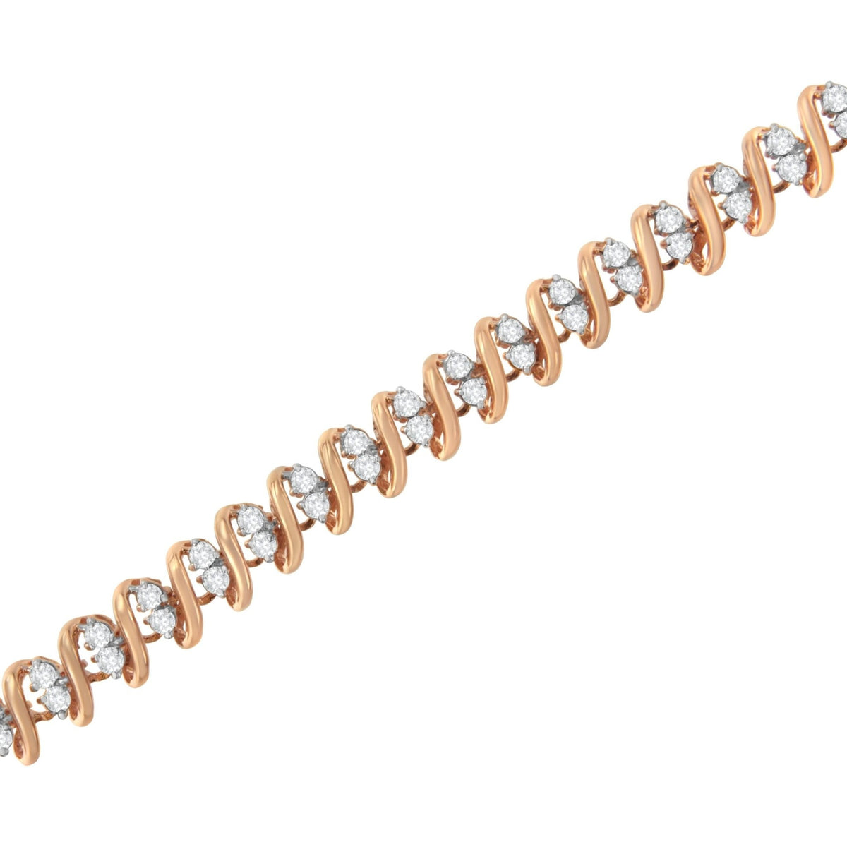 14KT Rose Gold Plated Sterling Silver Diamond S Link Tennis Bracelet (2 cttw, J-K Color, I1-I2 Clarity) - Size 7.5" - LinkagejewelrydesignLinkagejewelrydesign