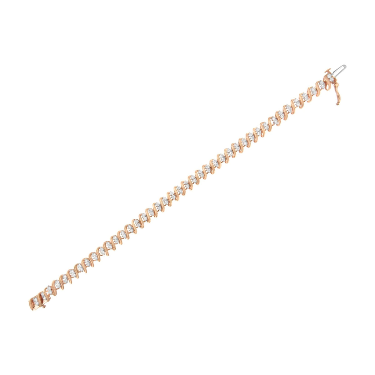 14KT Rose Gold Plated Sterling Silver Diamond S Link Tennis Bracelet (2 cttw, J-K Color, I1-I2 Clarity) - Size 7.5" - LinkagejewelrydesignLinkagejewelrydesign