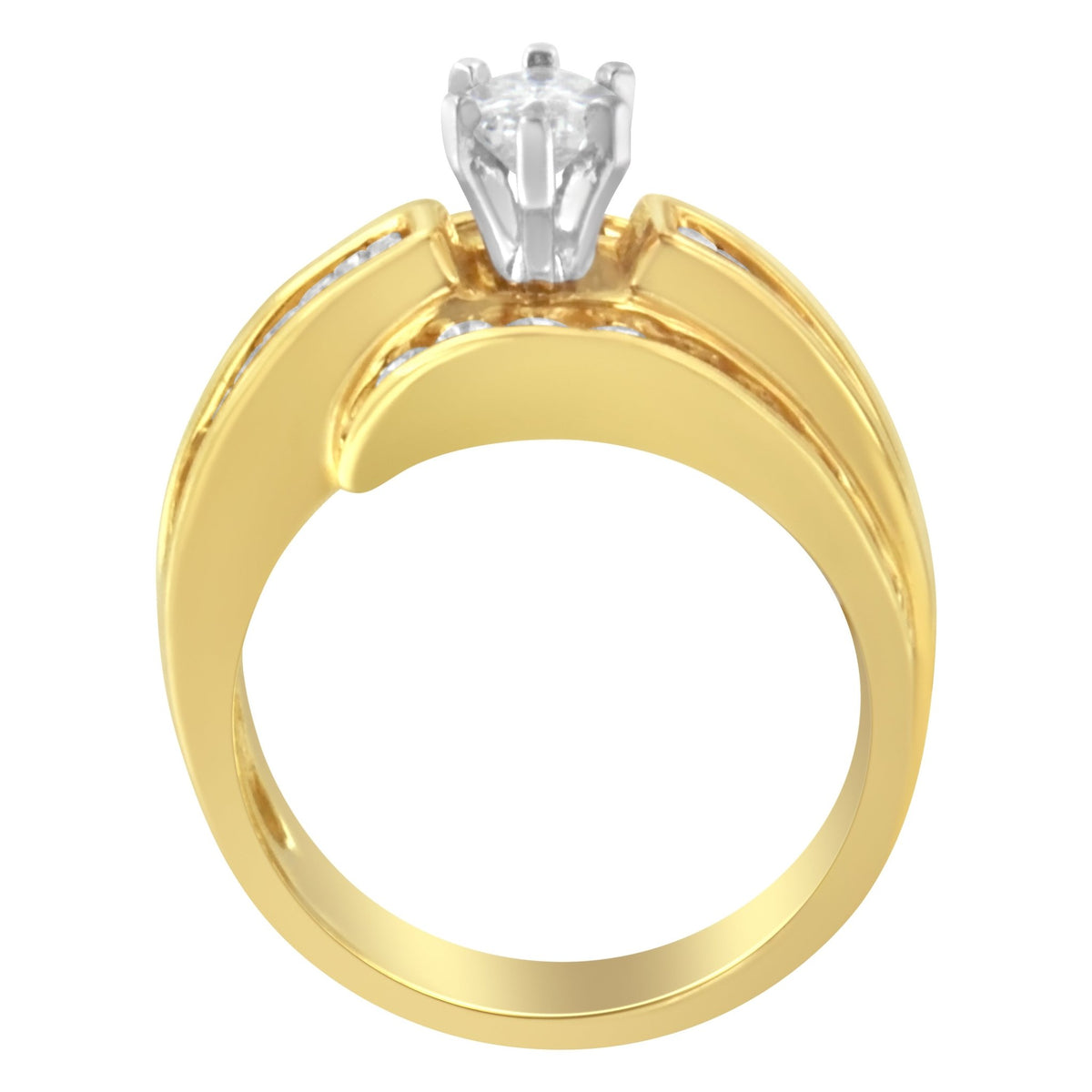 14KT Two-Toned Diamond Cocktail Ring (1 1/3 cttw, H-I Color, SI1-SI2 Clarity) - LinkagejewelrydesignLinkagejewelrydesign
