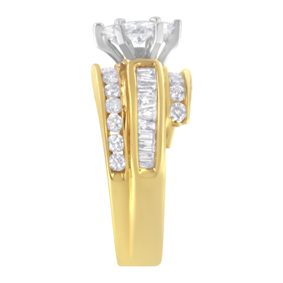 14KT Two-Toned Diamond Cocktail Ring (1 1/3 cttw, H-I Color, SI1-SI2 Clarity) - LinkagejewelrydesignLinkagejewelrydesign