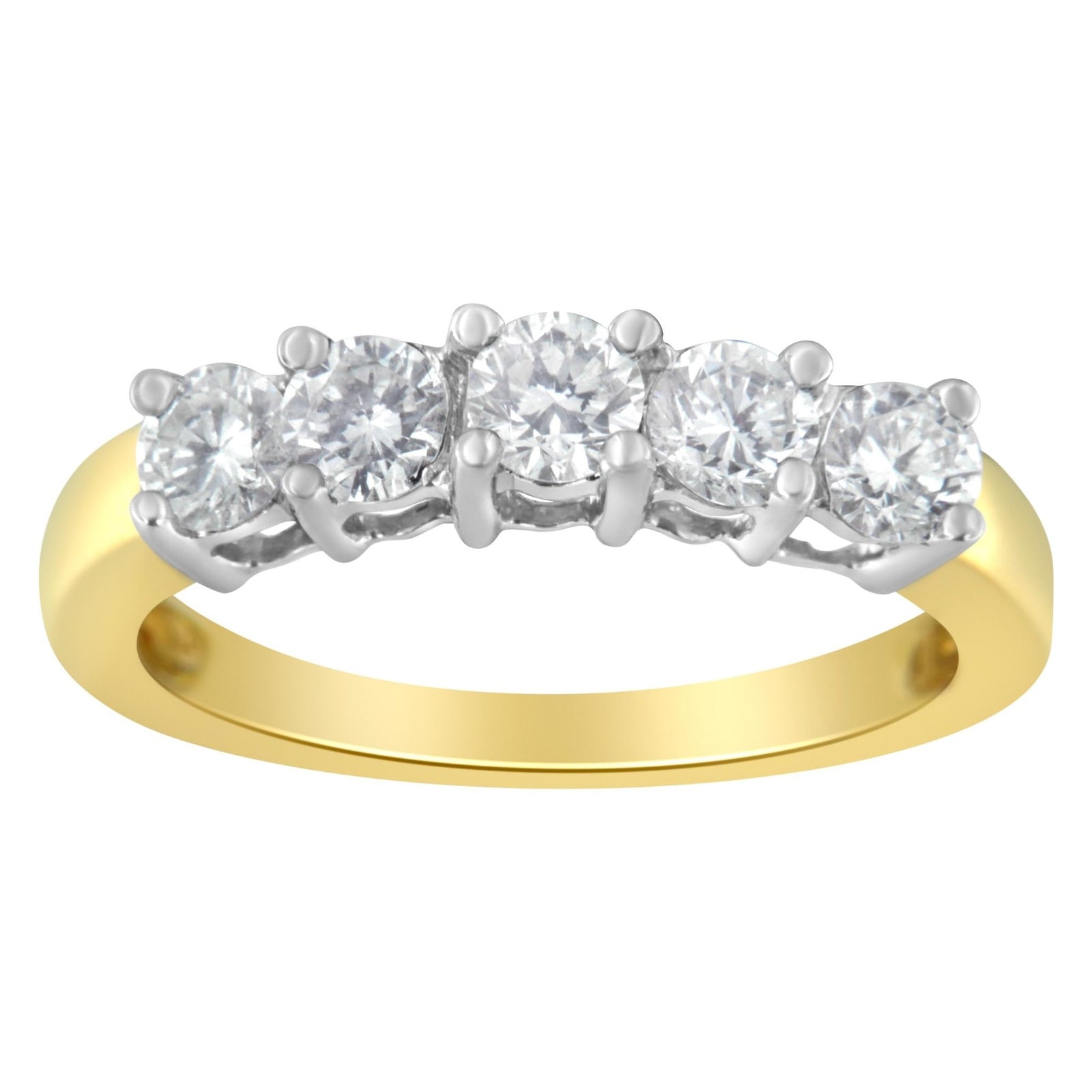 14KT Two Toned Gold 5 Stone Diamond Ring (1 cttw, H-I Color, SI1-SI2 Clarity) - LinkagejewelrydesignLinkagejewelrydesign
