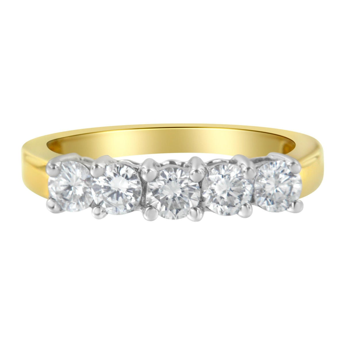 14KT Two Toned Gold 5 Stone Diamond Ring (1 cttw, H-I Color, SI1-SI2 Clarity) - LinkagejewelrydesignLinkagejewelrydesign
