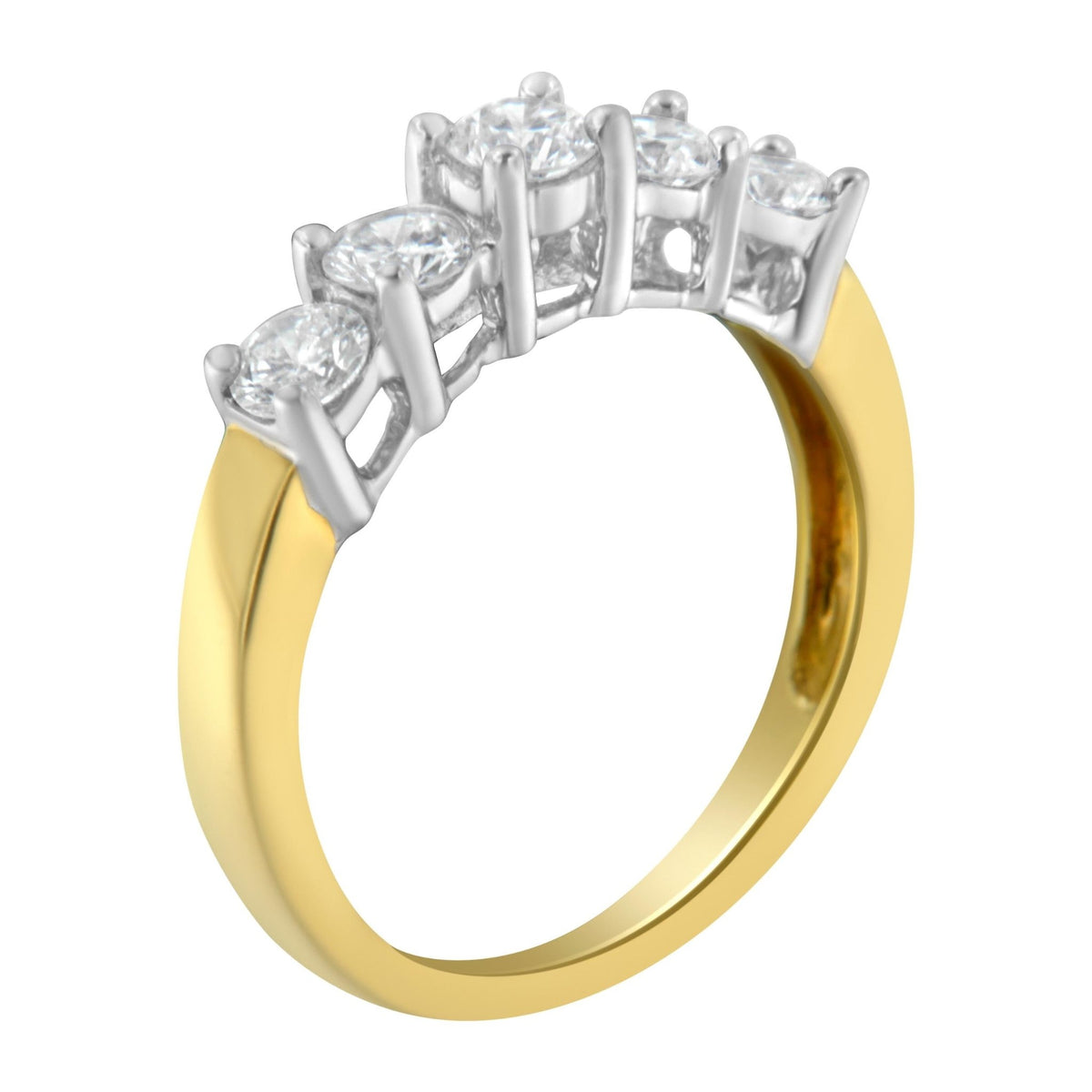 14KT Two Toned Gold 5 Stone Diamond Ring (1 cttw, H-I Color, SI1-SI2 Clarity) - LinkagejewelrydesignLinkagejewelrydesign