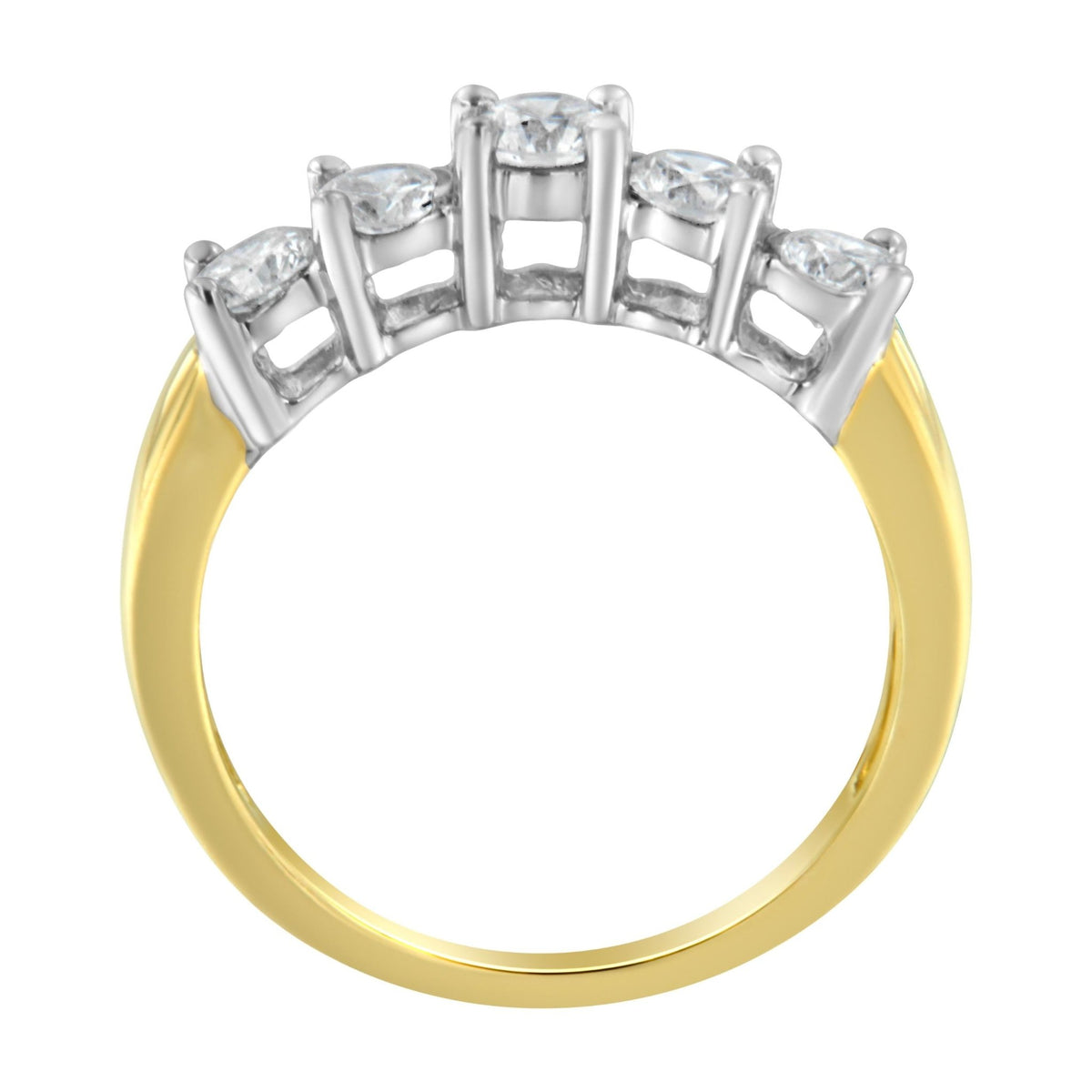 14KT Two Toned Gold 5 Stone Diamond Ring (1 cttw, H-I Color, SI1-SI2 Clarity) - LinkagejewelrydesignLinkagejewelrydesign