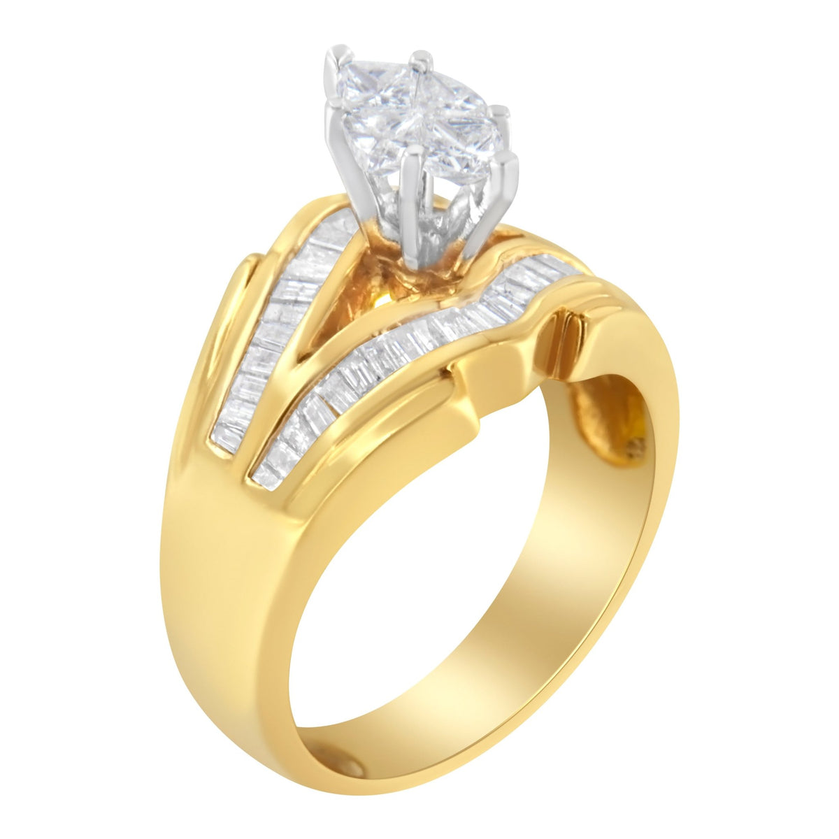 14KT Two-Toned Gold Diamond Cocktail Ring (1 cttw, H-I Color, SI1-SI2 Clarity) - LinkagejewelrydesignLinkagejewelrydesign