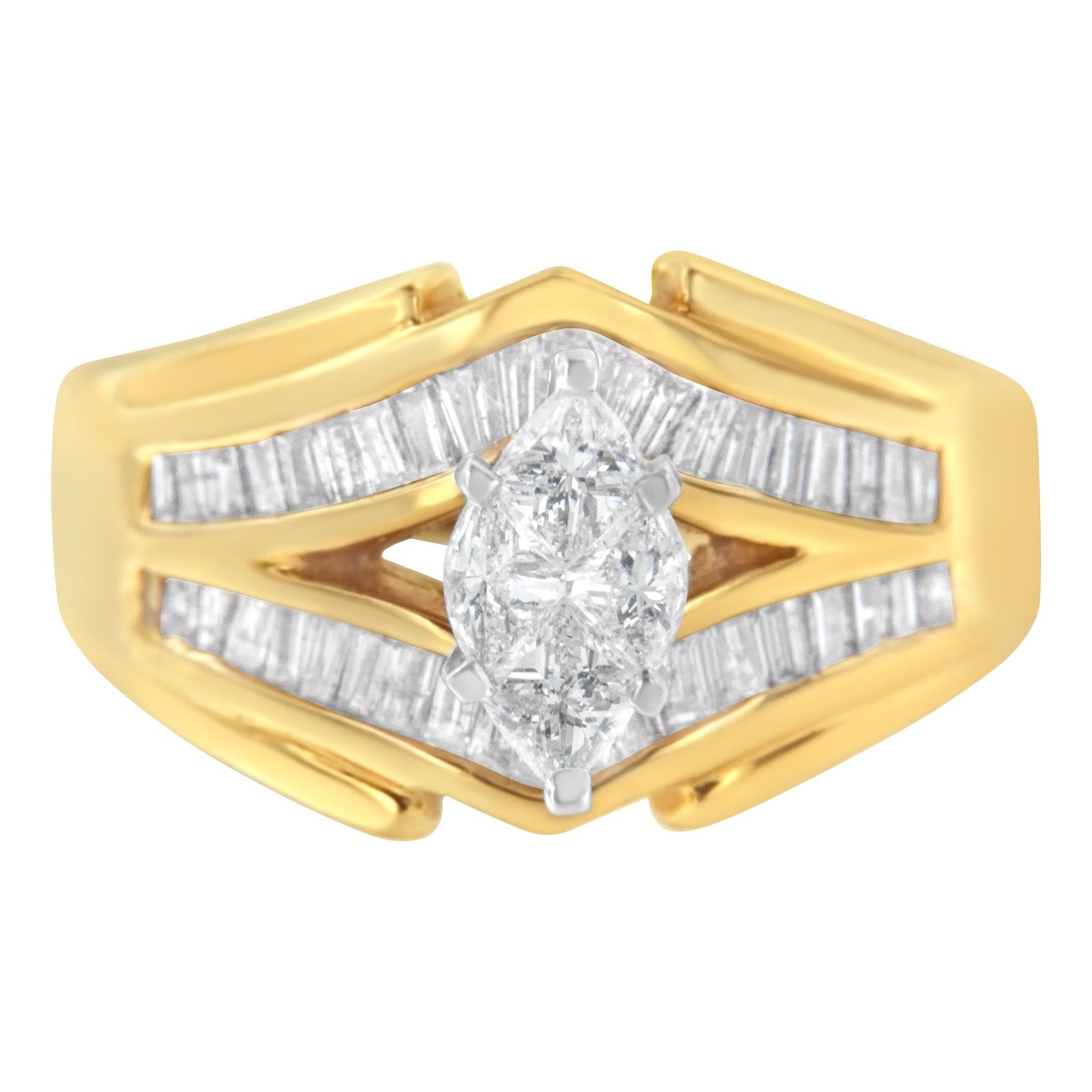 14KT Two-Toned Gold Diamond Cocktail Ring (1 cttw, H-I Color, SI1-SI2 Clarity) - LinkagejewelrydesignLinkagejewelrydesign