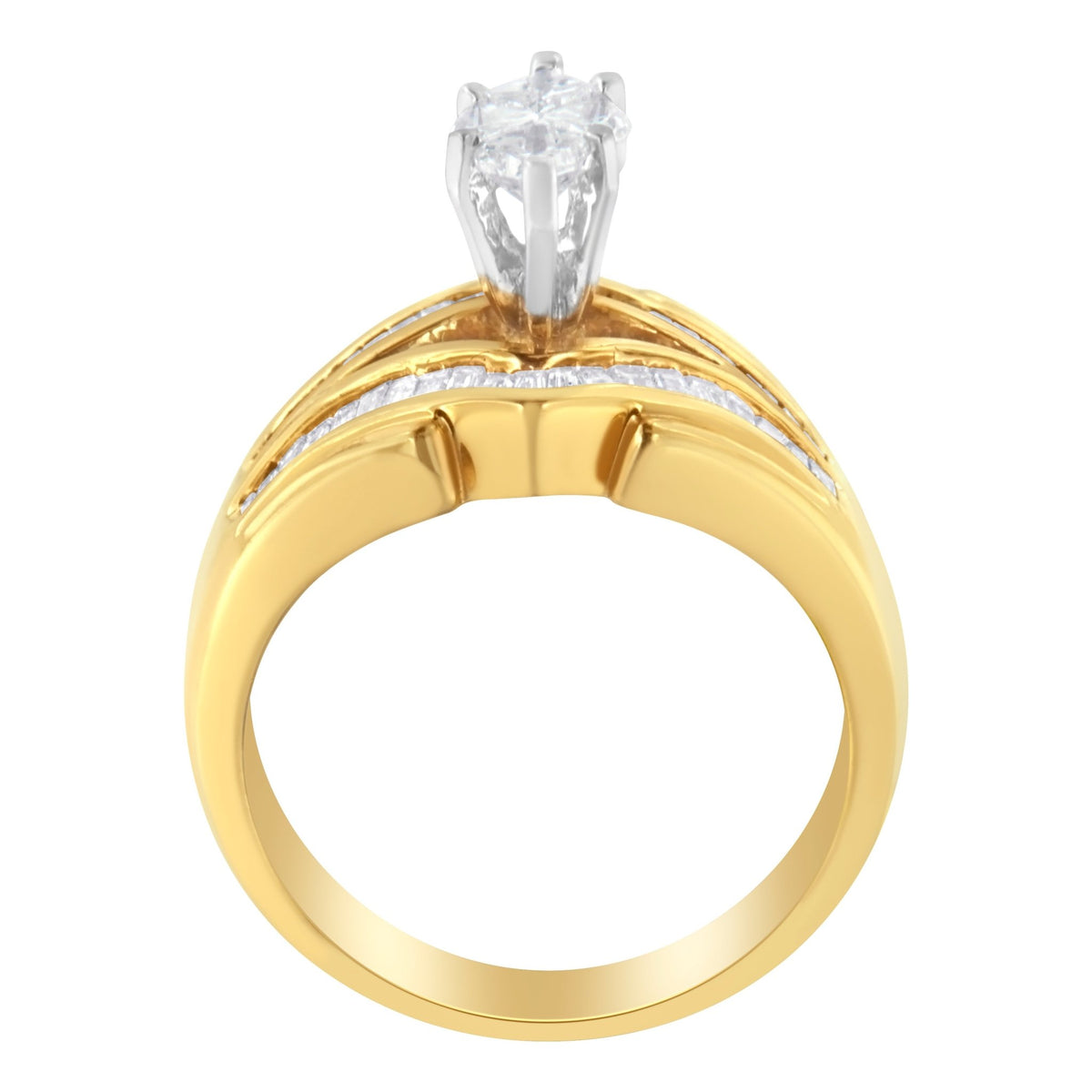 14KT Two-Toned Gold Diamond Cocktail Ring (1 cttw, H-I Color, SI1-SI2 Clarity) - LinkagejewelrydesignLinkagejewelrydesign