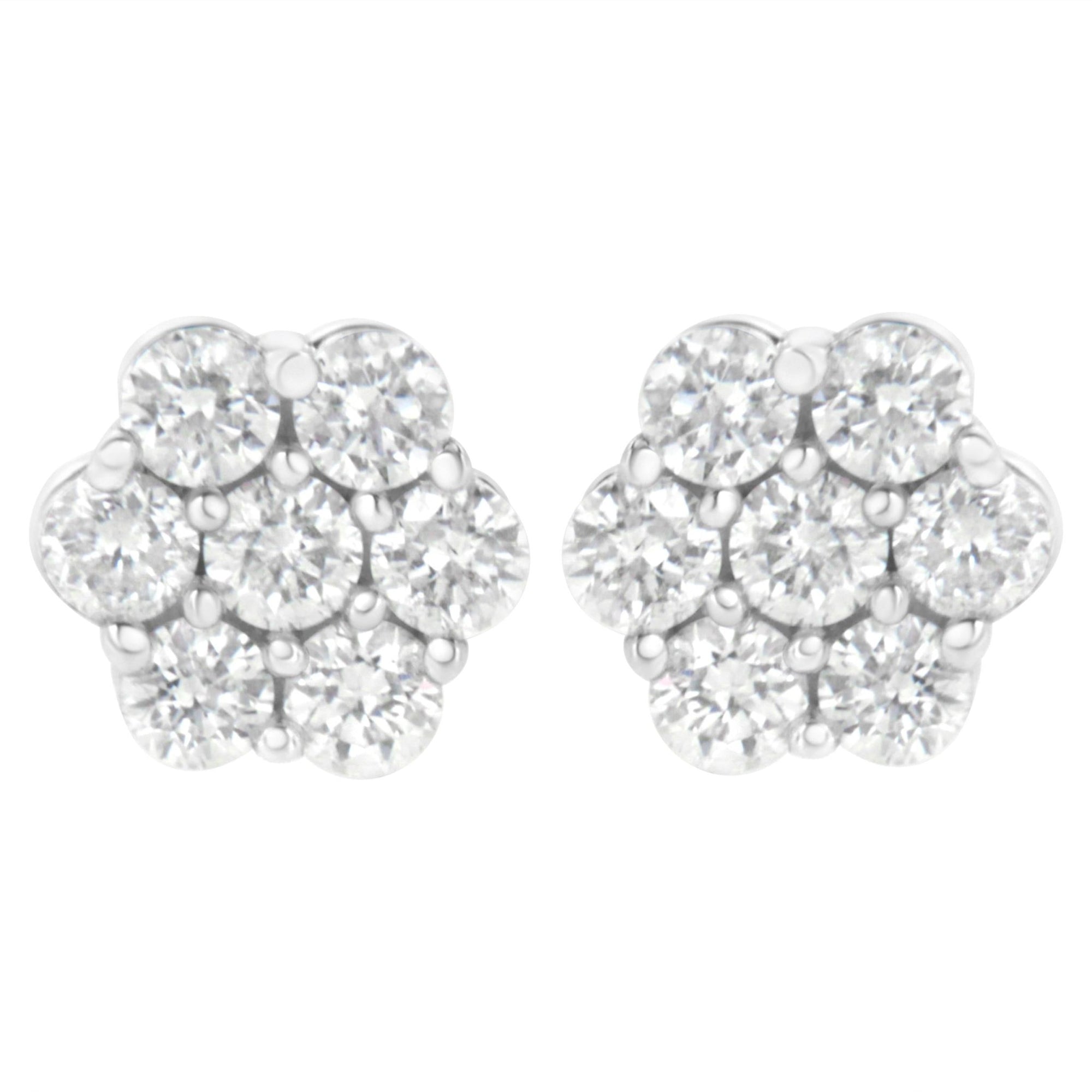 14KT White Gold 1 cttw Diamond Composite Stud Earrings (I-J, SI2-I1) - LinkagejewelrydesignLinkagejewelrydesign