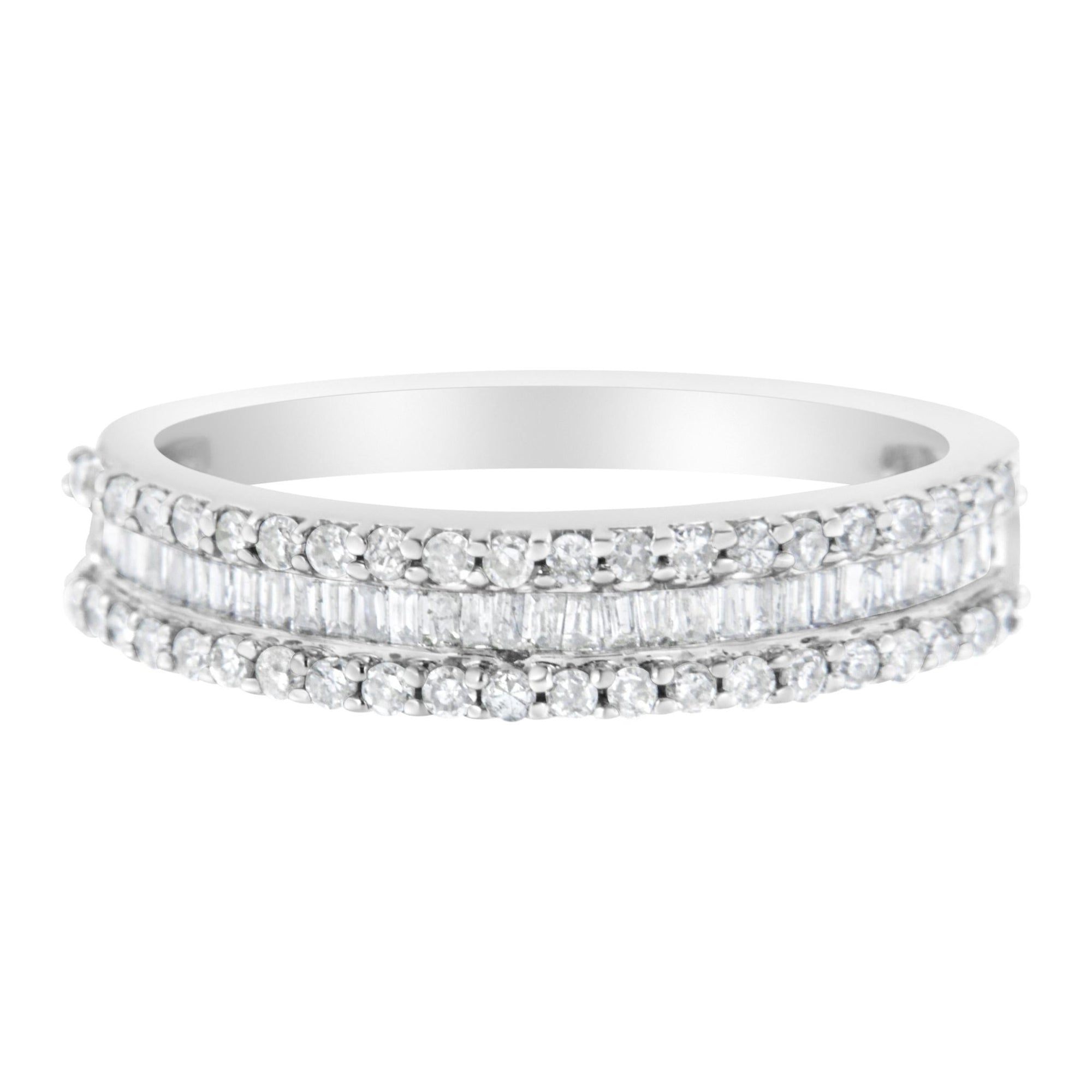 14KT White Gold 1/2 Cttw Diamond Modern Band Ring (H-I Color, SI2-I1 Clarity) - Size 7 - LinkagejewelrydesignLinkagejewelrydesign