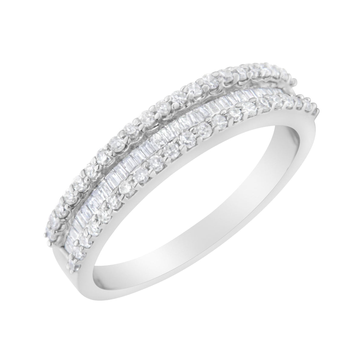 14KT White Gold 1/2 Cttw Diamond Modern Band Ring (H-I Color, SI2-I1 Clarity) - Size 7 - LinkagejewelrydesignLinkagejewelrydesign
