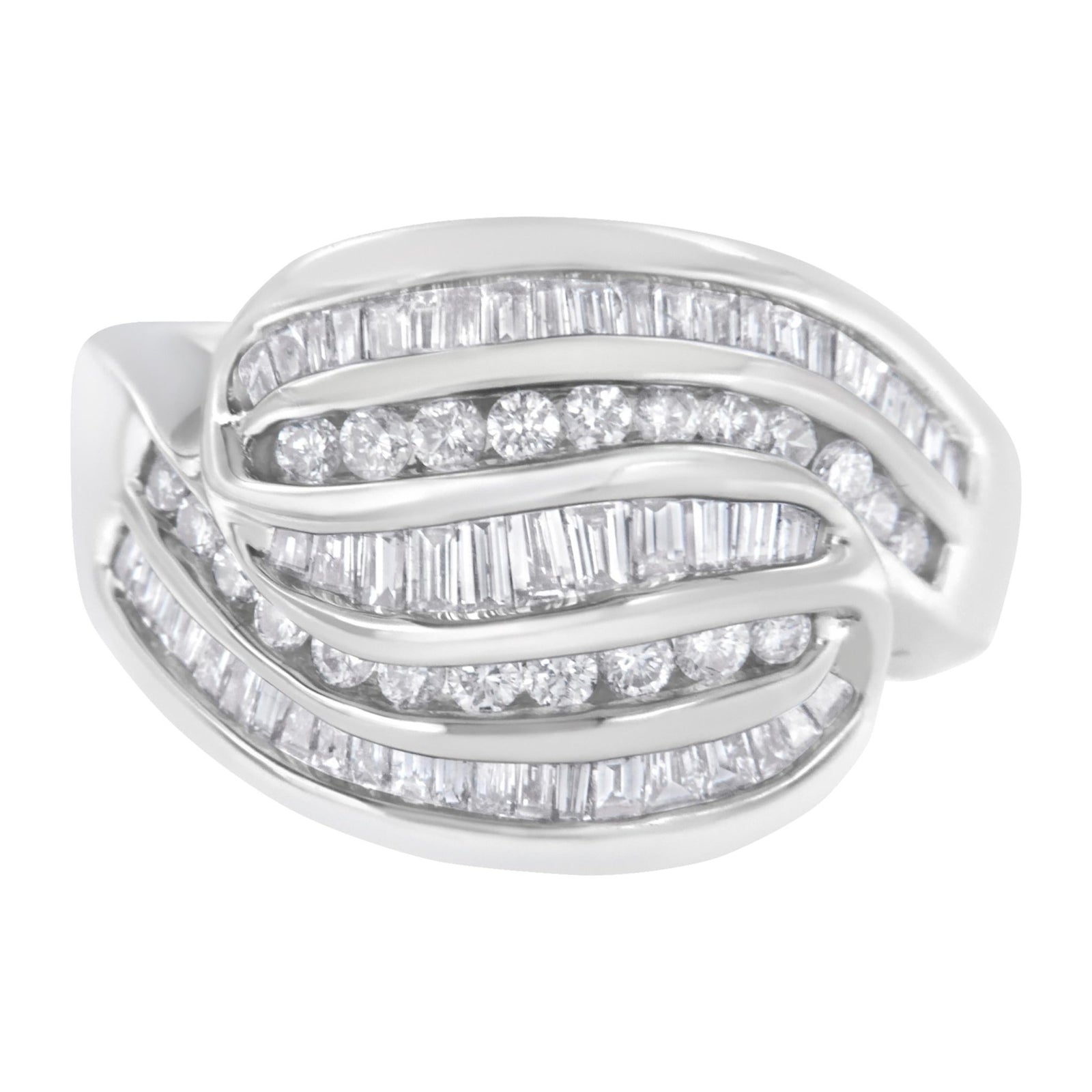 14KT White Gold Diamond Bypass Band Ring (1 cttw, H-I Color, SI1-SI2 Clarity) - LinkagejewelrydesignLinkagejewelrydesign