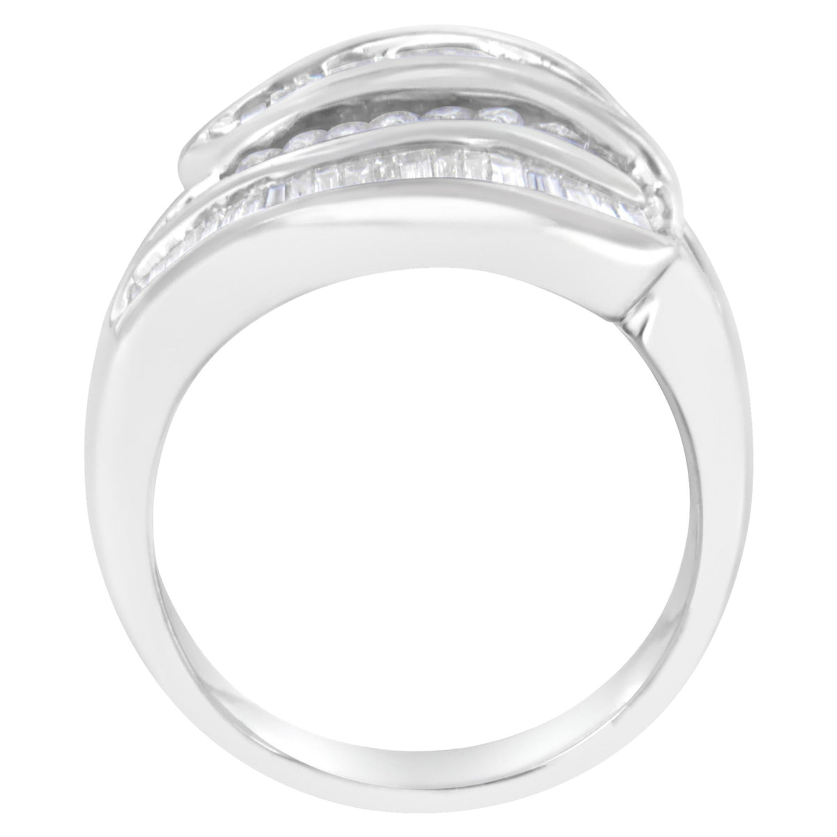 14KT White Gold Diamond Bypass Band Ring (1 cttw, H-I Color, SI1-SI2 Clarity) - LinkagejewelrydesignLinkagejewelrydesign