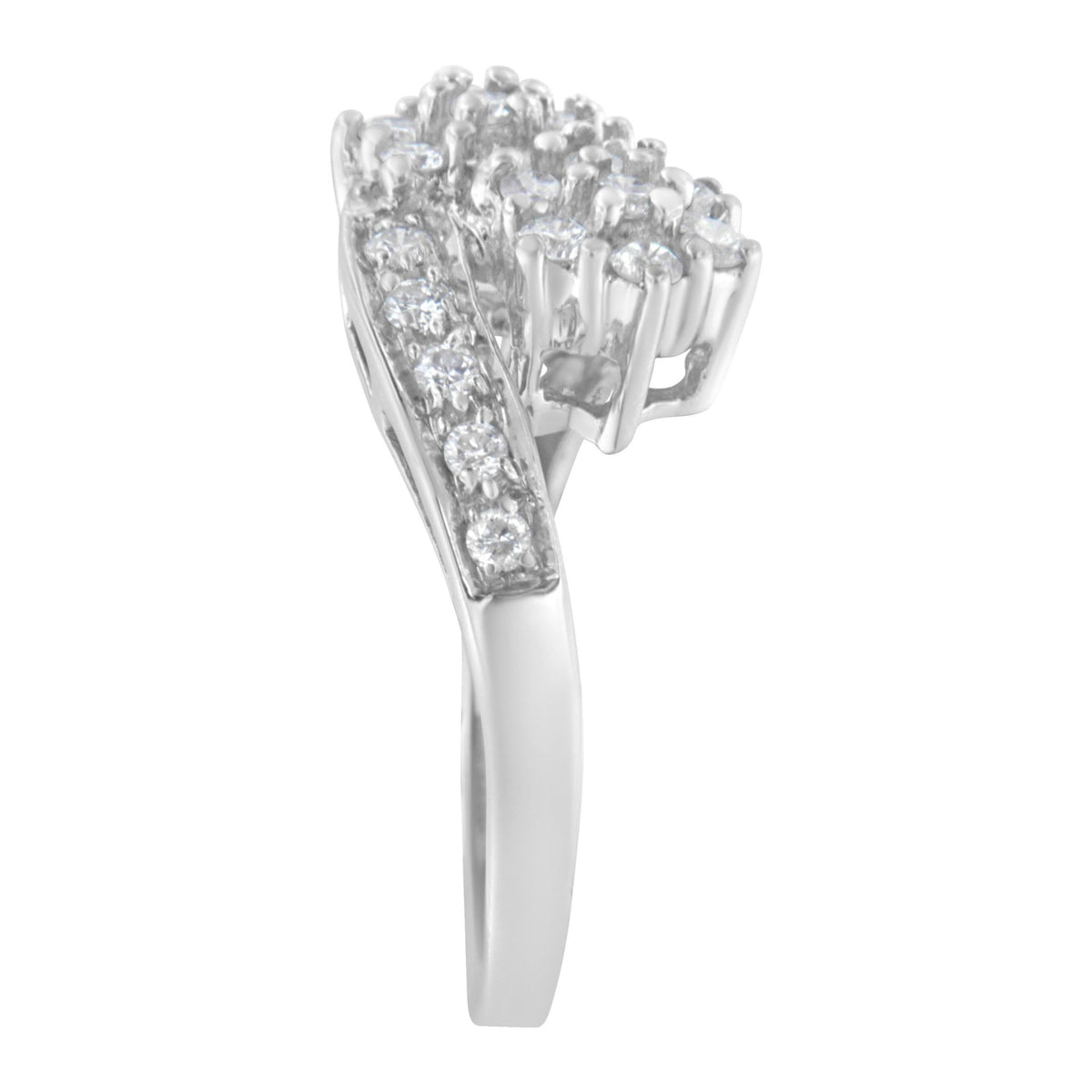 14KT White Gold Diamond Cluster Ring Band (7/8 cttw, H-I Color, I1-I2 Clarity) - LinkagejewelrydesignLinkagejewelrydesign