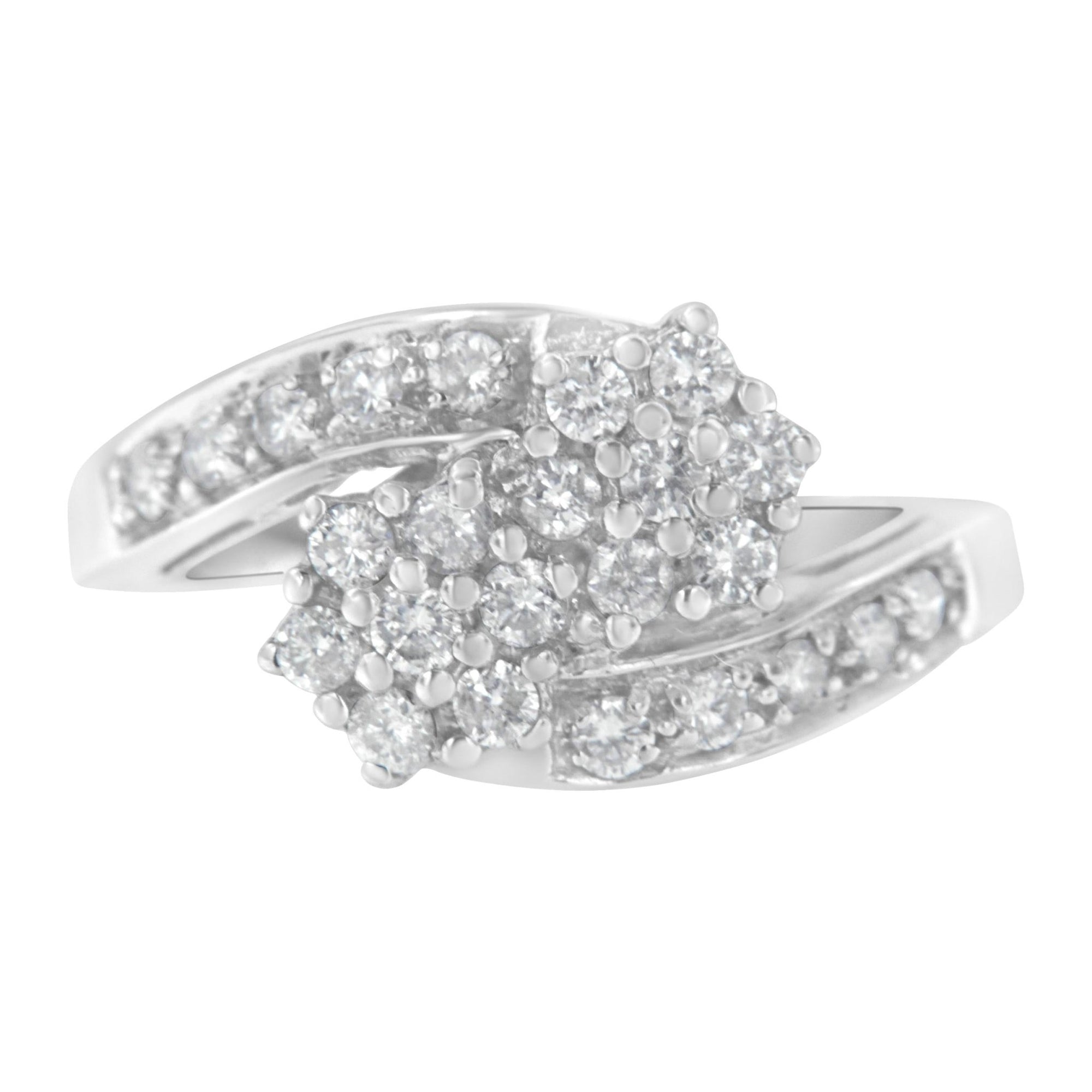 14KT White Gold Diamond Cluster Ring Band (7/8 cttw, H-I Color, I1-I2 Clarity) - LinkagejewelrydesignLinkagejewelrydesign