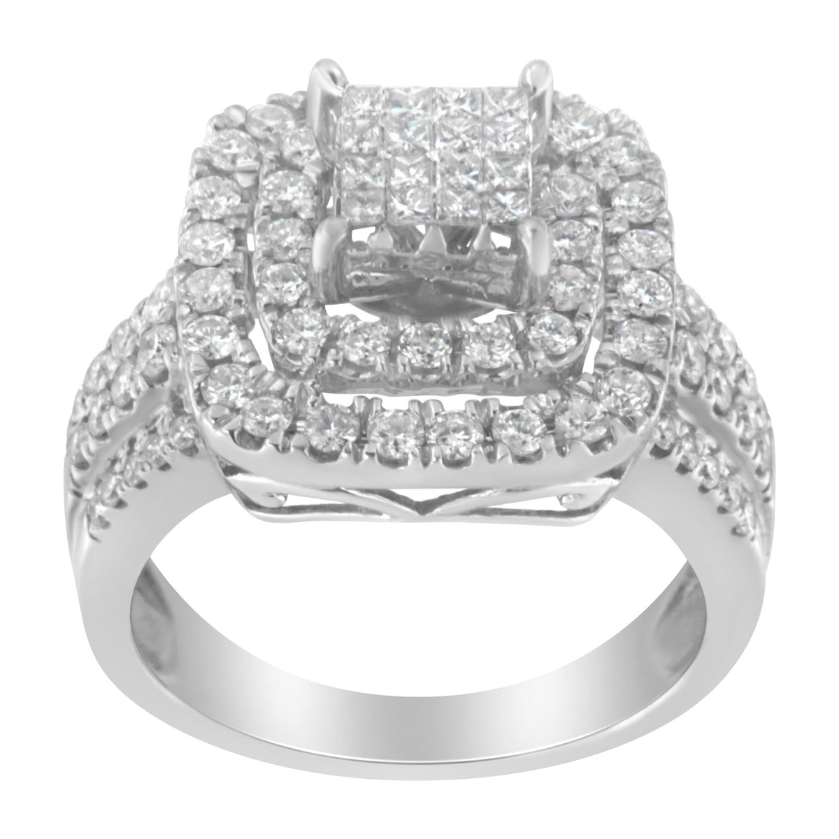 14KT White Gold Diamond Cocktail Ring (1 1/2 cttw, H-I Color, SI2-I1 Clarity) - LinkagejewelrydesignLinkagejewelrydesign