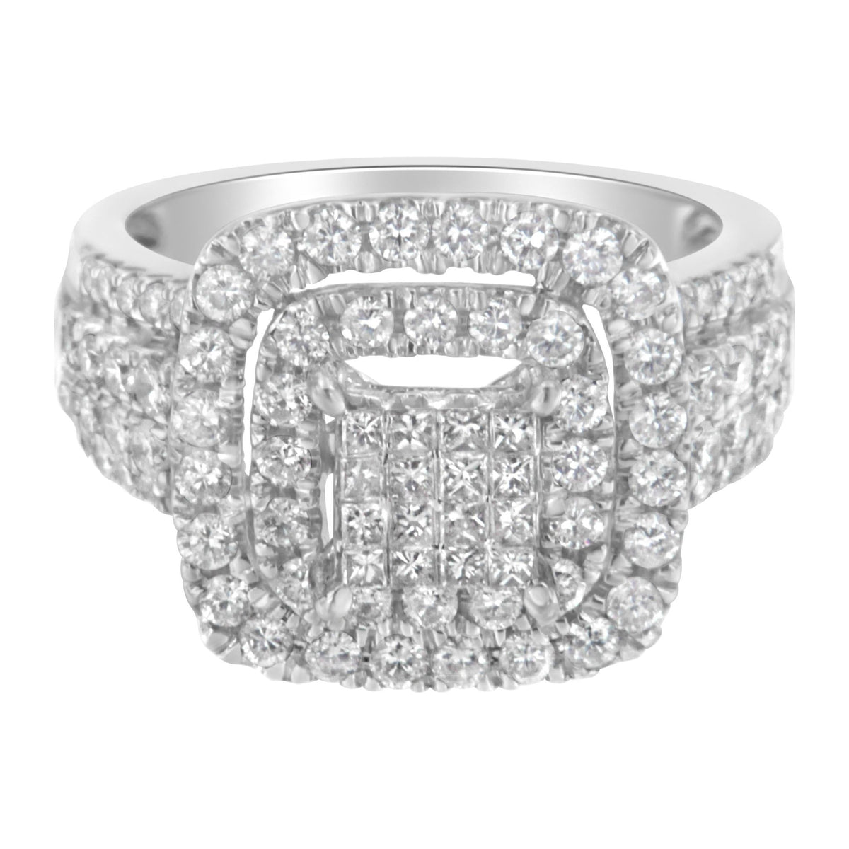 14KT White Gold Diamond Cocktail Ring (1 1/2 cttw, H-I Color, SI2-I1 Clarity) - LinkagejewelrydesignLinkagejewelrydesign