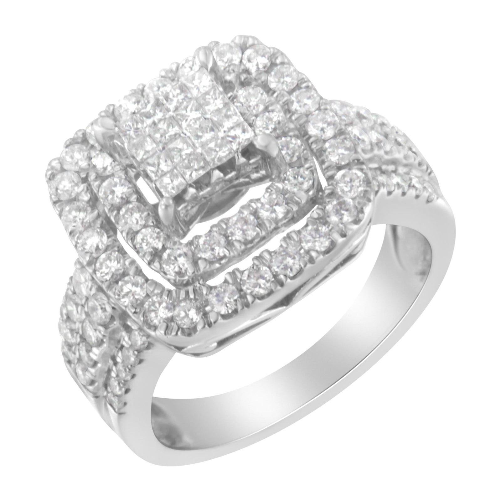 14KT White Gold Diamond Cocktail Ring (1 1/2 cttw, H-I Color, SI2-I1 Clarity) - LinkagejewelrydesignLinkagejewelrydesign