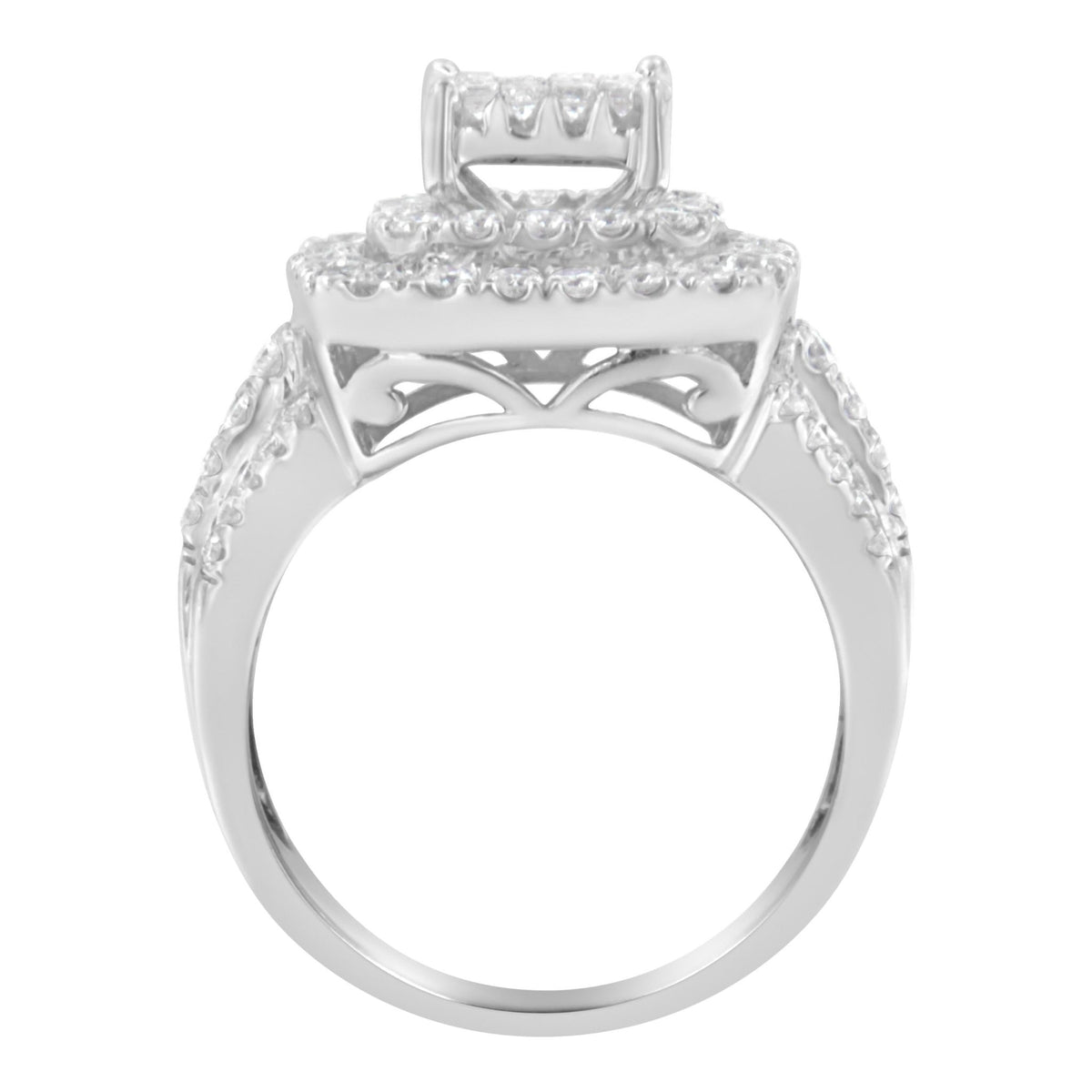 14KT White Gold Diamond Cocktail Ring (1 1/2 cttw, H-I Color, SI2-I1 Clarity) - LinkagejewelrydesignLinkagejewelrydesign