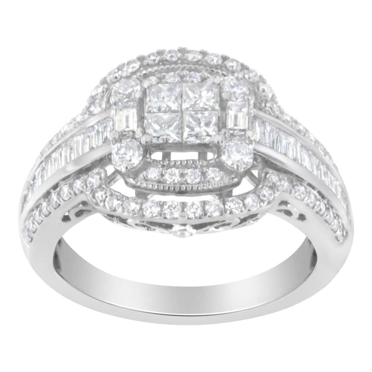 14KT White Gold Diamond Cocktail Ring (1 1/4 cttw, H-I Color, SI2-I1 Clarity) - LinkagejewelrydesignLinkagejewelrydesign