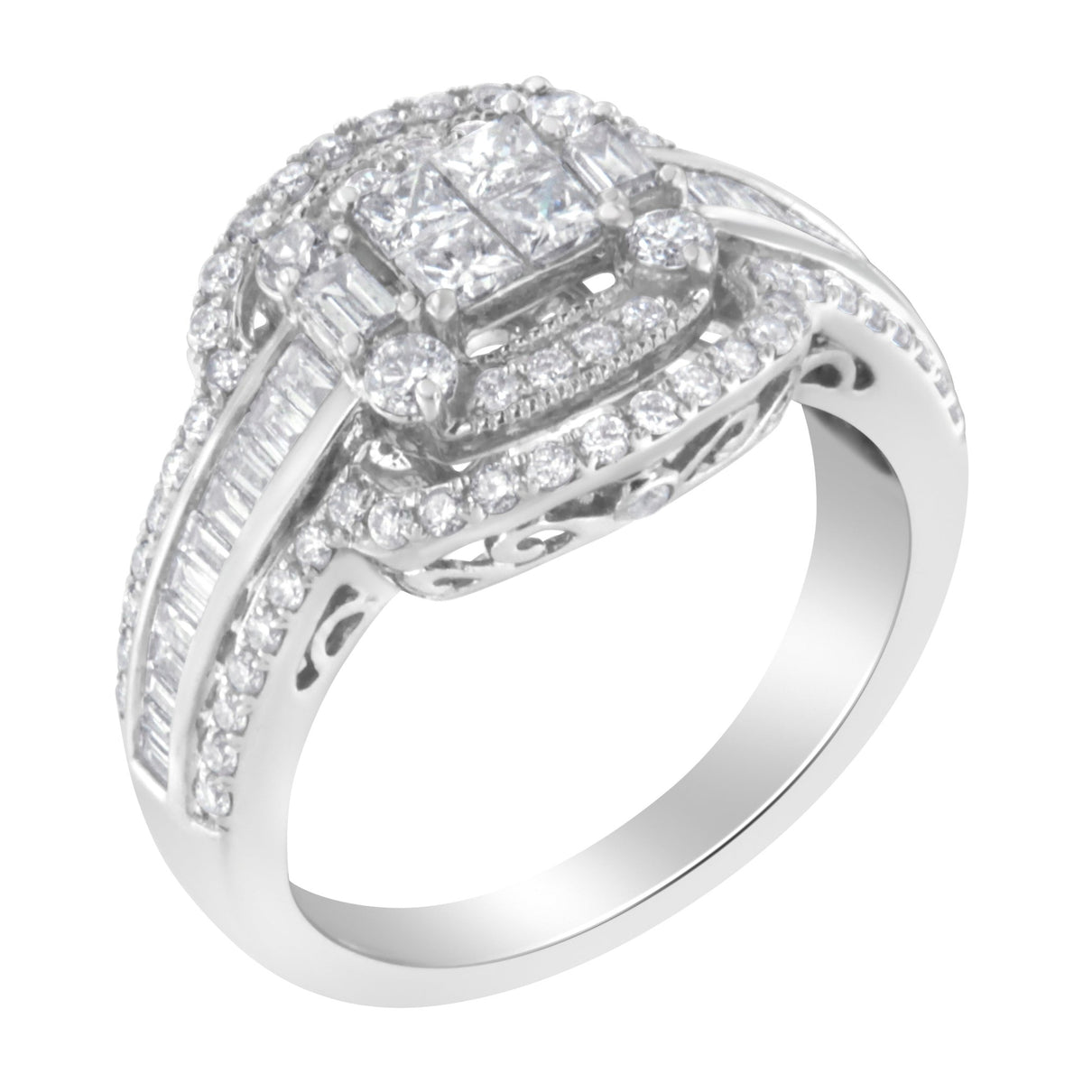 14KT White Gold Diamond Cocktail Ring (1 1/4 cttw, H-I Color, SI2-I1 Clarity) - LinkagejewelrydesignLinkagejewelrydesign