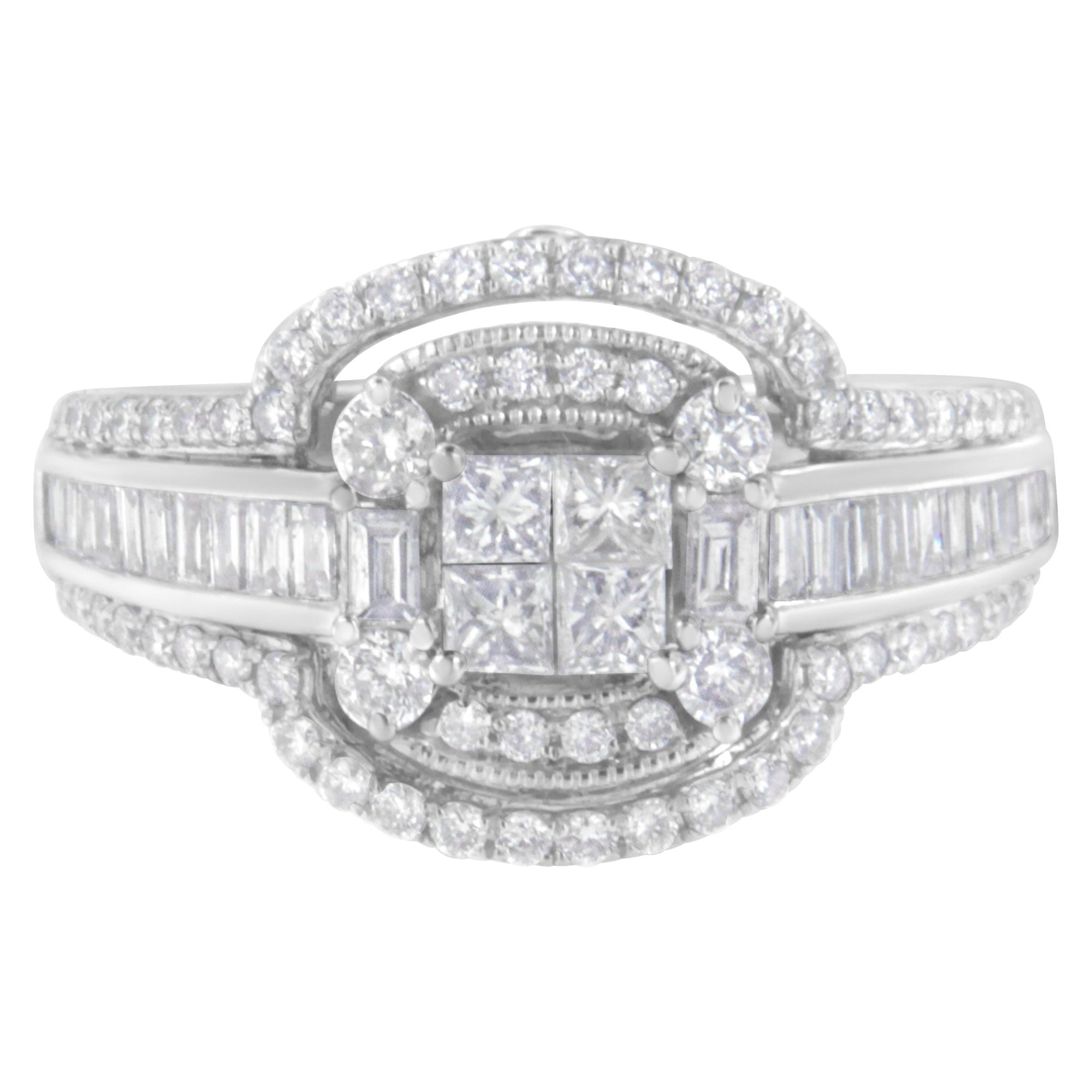 14KT White Gold Diamond Cocktail Ring (1 1/4 cttw, H-I Color, SI2-I1 Clarity) - LinkagejewelrydesignLinkagejewelrydesign