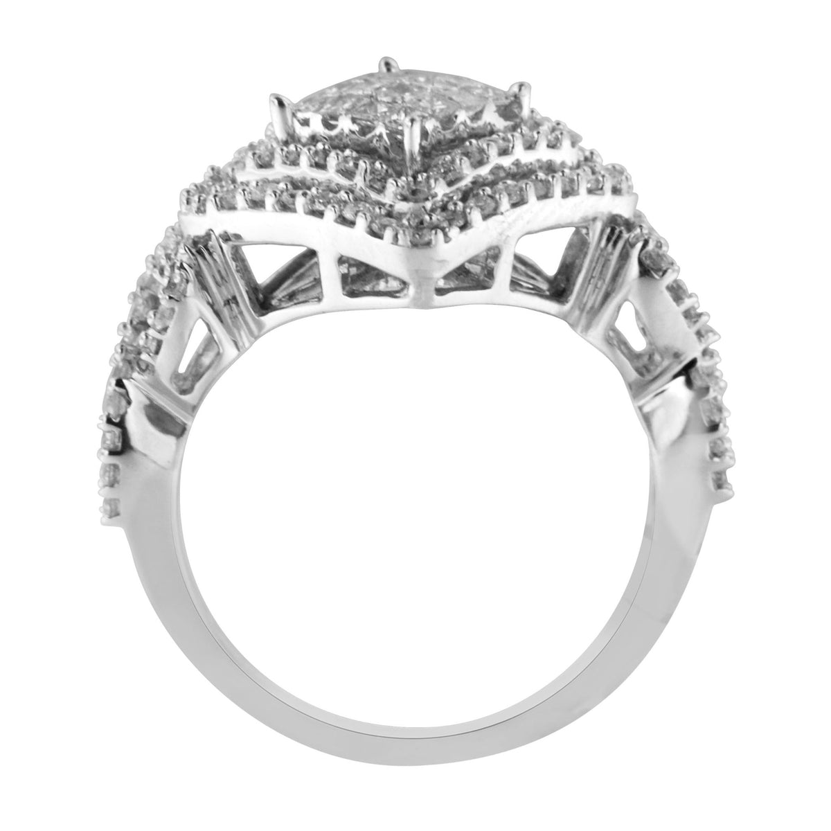 14KT White Gold Diamond Composite Ring (1 cttw, H-I Color, I1-I2 Clarity) - LinkagejewelrydesignLinkagejewelrydesign