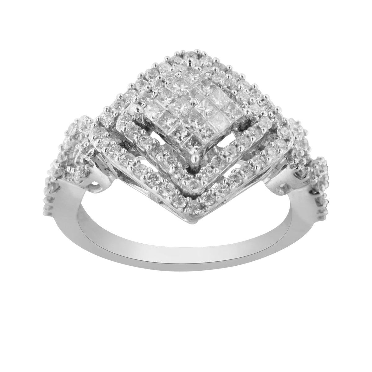 14KT White Gold Diamond Composite Ring (1 cttw, H-I Color, I1-I2 Clarity) - LinkagejewelrydesignLinkagejewelrydesign