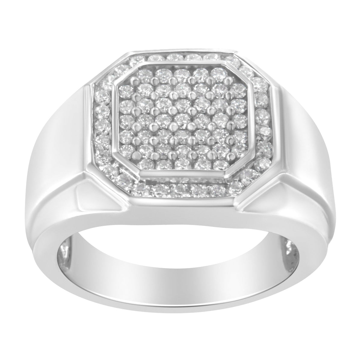 14KT White Gold Diamond Pentagon Shaped Men&#39;s Ring (1 cttw, H-I Color, SI2-I1 Clarity) - LinkagejewelrydesignLinkagejewelrydesign