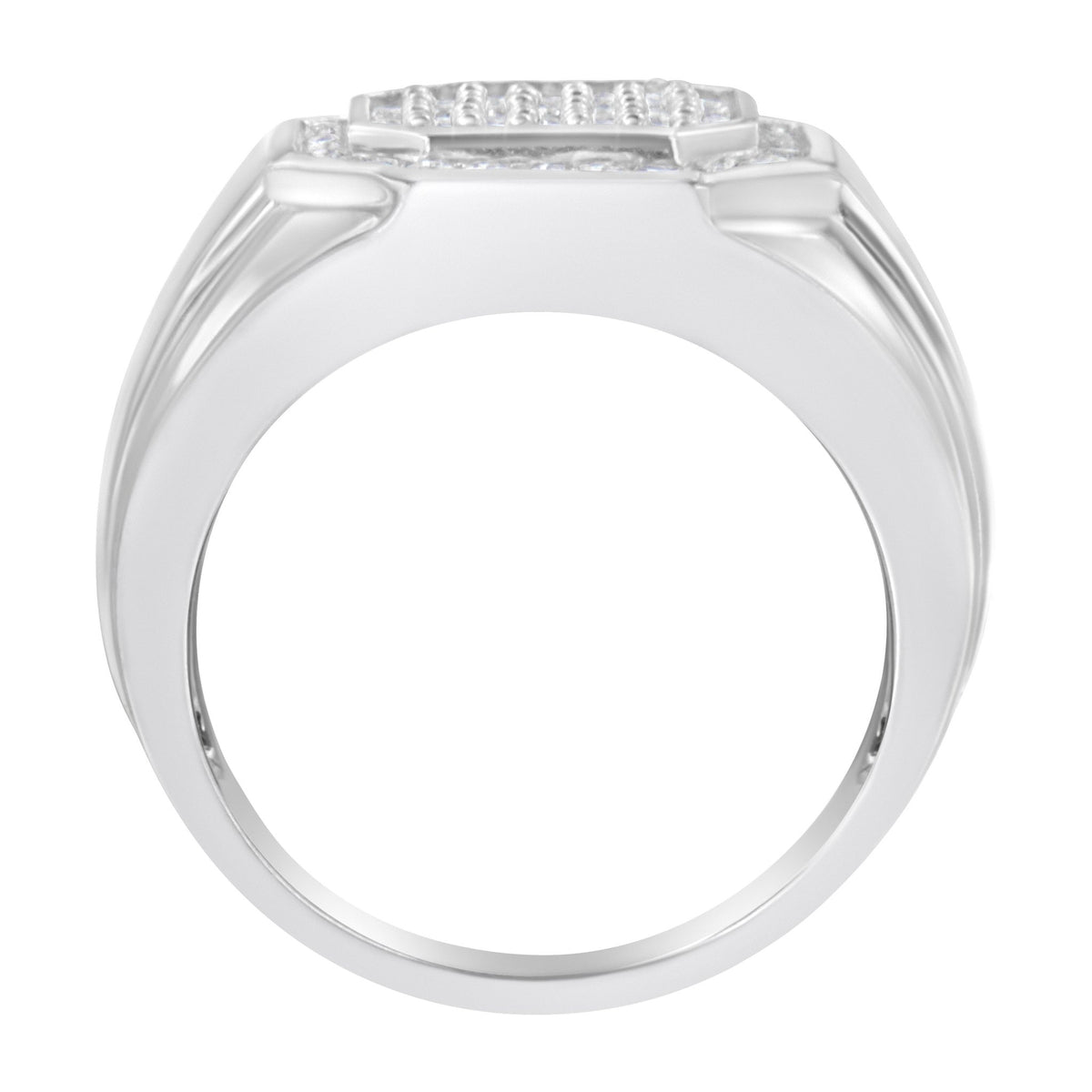 14KT White Gold Diamond Pentagon Shaped Men&#39;s Ring (1 cttw, H-I Color, SI2-I1 Clarity) - LinkagejewelrydesignLinkagejewelrydesign