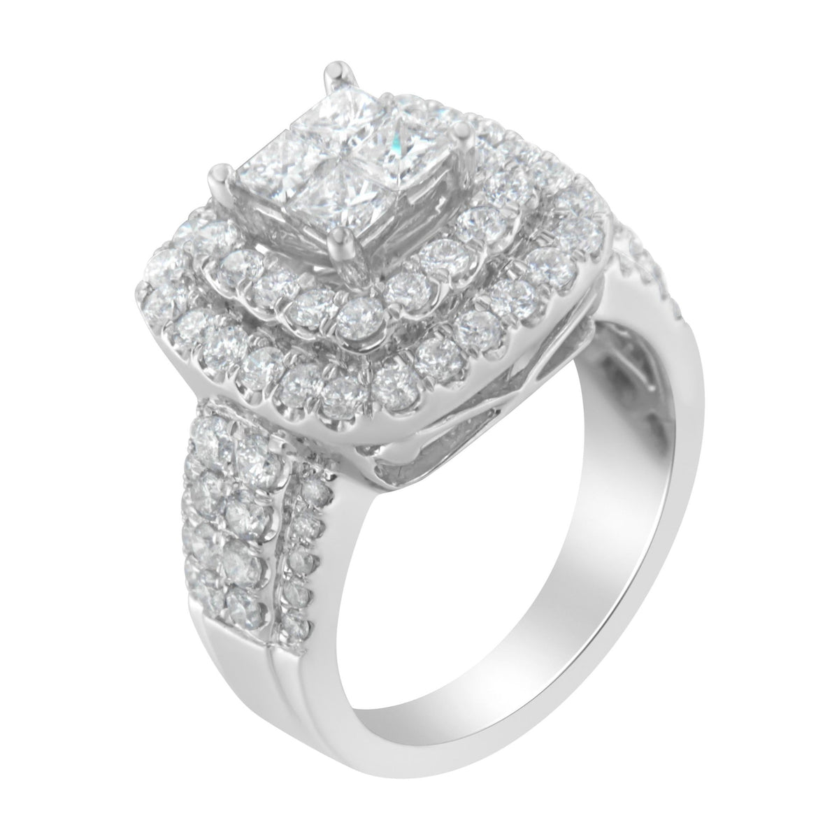 14KT White Gold Round and Princess Diamond Ring (2 1/4 cttw, H-I Color, SI1-SI2 Clarity) - LinkagejewelrydesignLinkagejewelrydesign