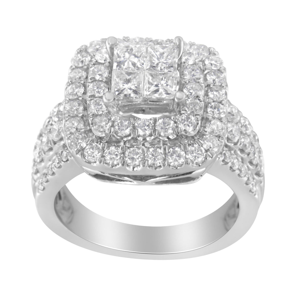 14KT White Gold Round and Princess Diamond Ring (2 1/4 cttw, H-I Color, SI1-SI2 Clarity) - LinkagejewelrydesignLinkagejewelrydesign