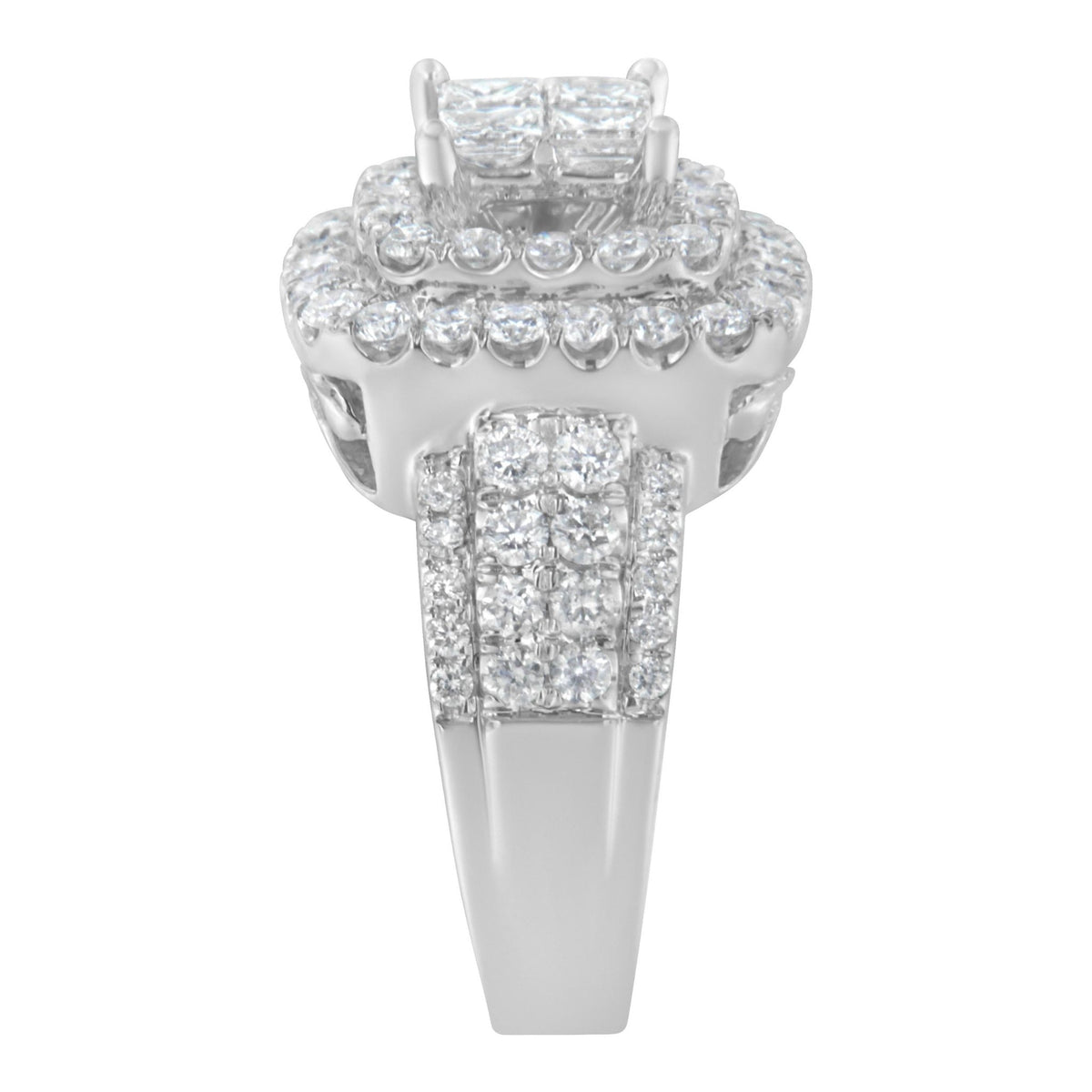 14KT White Gold Round and Princess Diamond Ring (2 1/4 cttw, H-I Color, SI1-SI2 Clarity) - LinkagejewelrydesignLinkagejewelrydesign