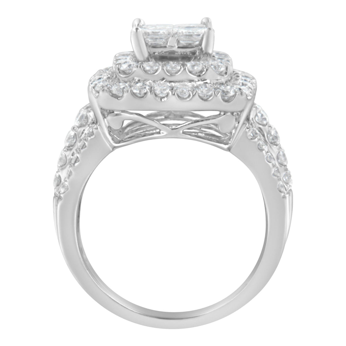 14KT White Gold Round and Princess Diamond Ring (2 1/4 cttw, H-I Color, SI1-SI2 Clarity) - LinkagejewelrydesignLinkagejewelrydesign