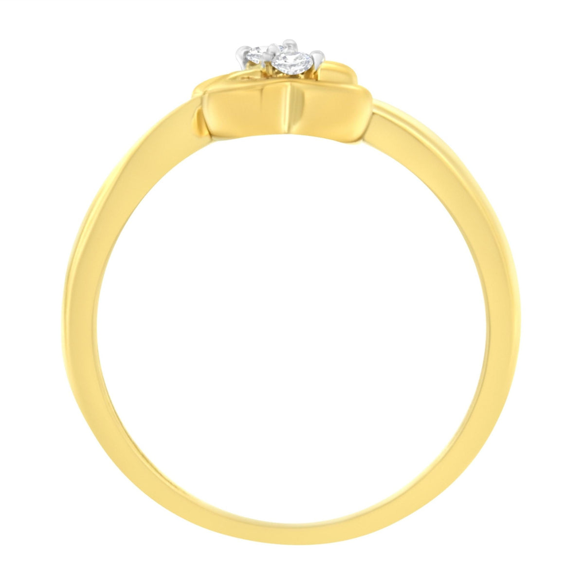 14KT Yellow Gold 1/20 ctw. Dual Heart Diamond Ring (K-L, I1-I2) - Size 7 - LinkagejewelrydesignLinkagejewelrydesign