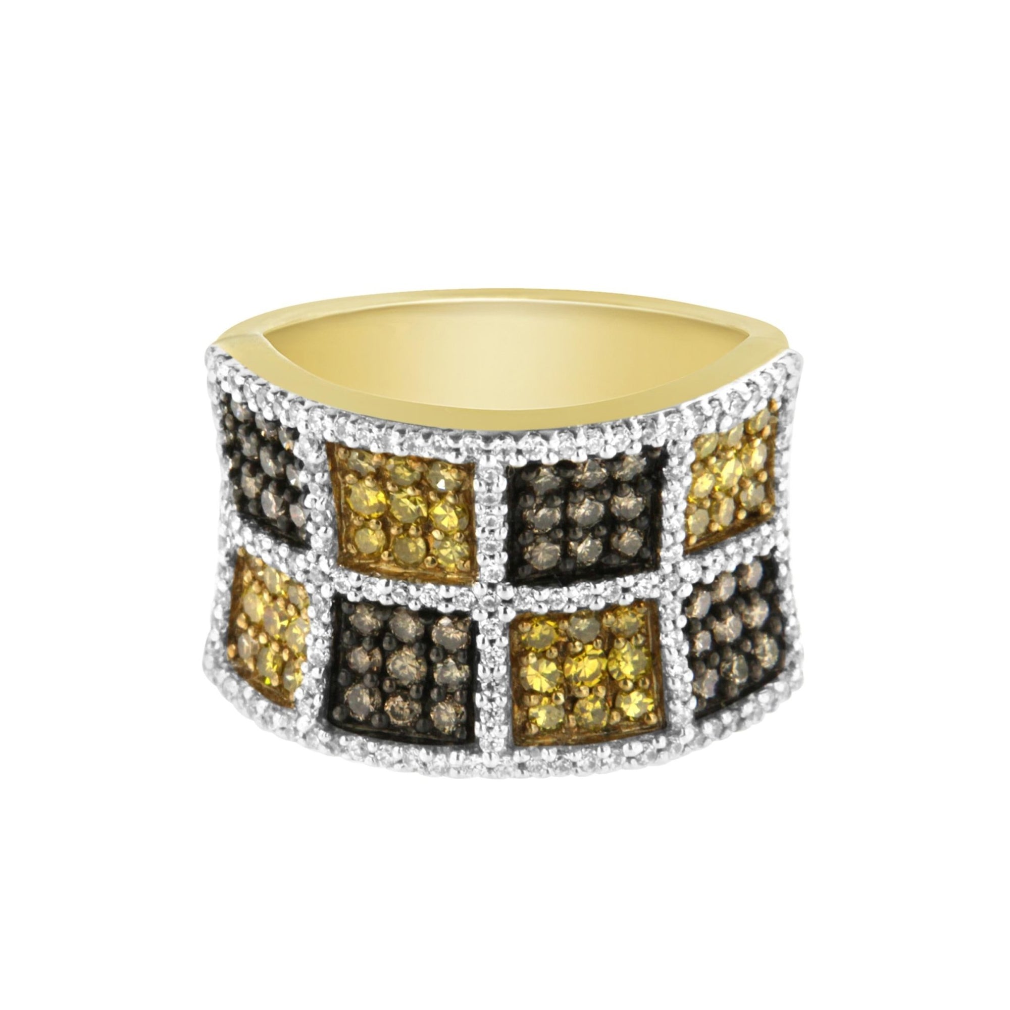 14KT Yellow Gold Champagne, Yellow and Round Diamond Band Ring (1 1/2 cttw, H-I Color, I1-I2 Clarity) - LinkagejewelrydesignLinkagejewelrydesign