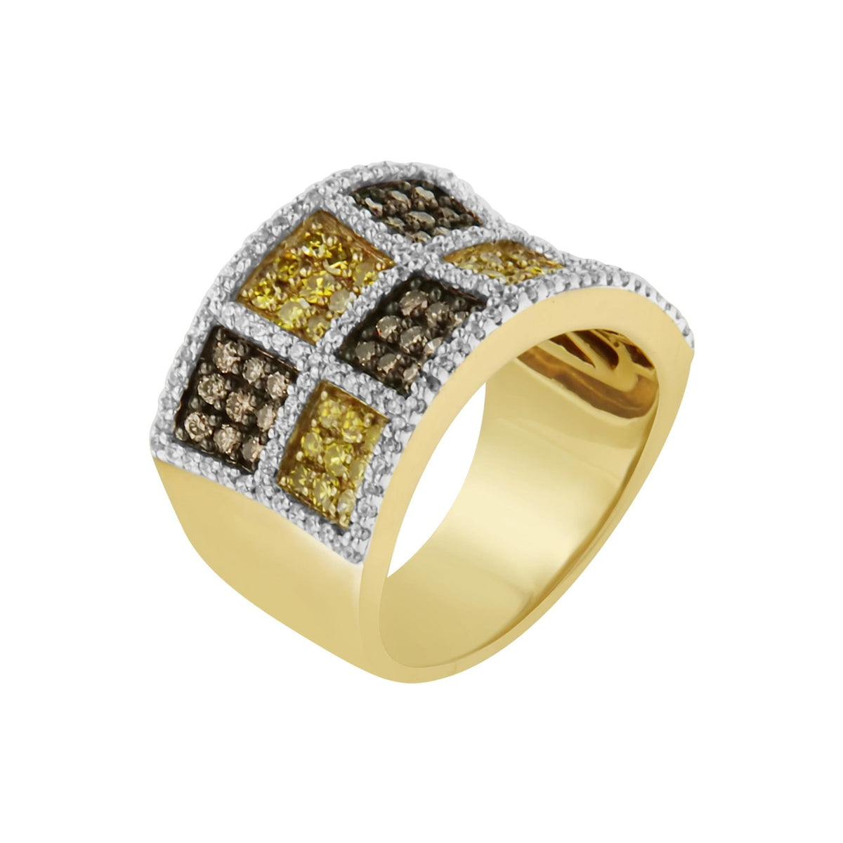14KT Yellow Gold Champagne, Yellow and Round Diamond Band Ring (1 1/2 cttw, H-I Color, I1-I2 Clarity) - LinkagejewelrydesignLinkagejewelrydesign